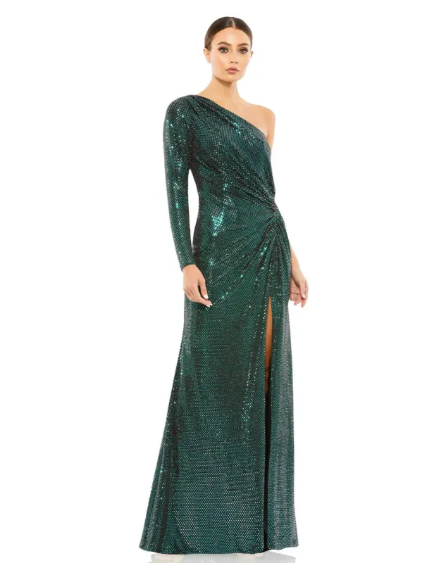 Sequined One Sleeve Draped Gown sold by Lord & Taylor
