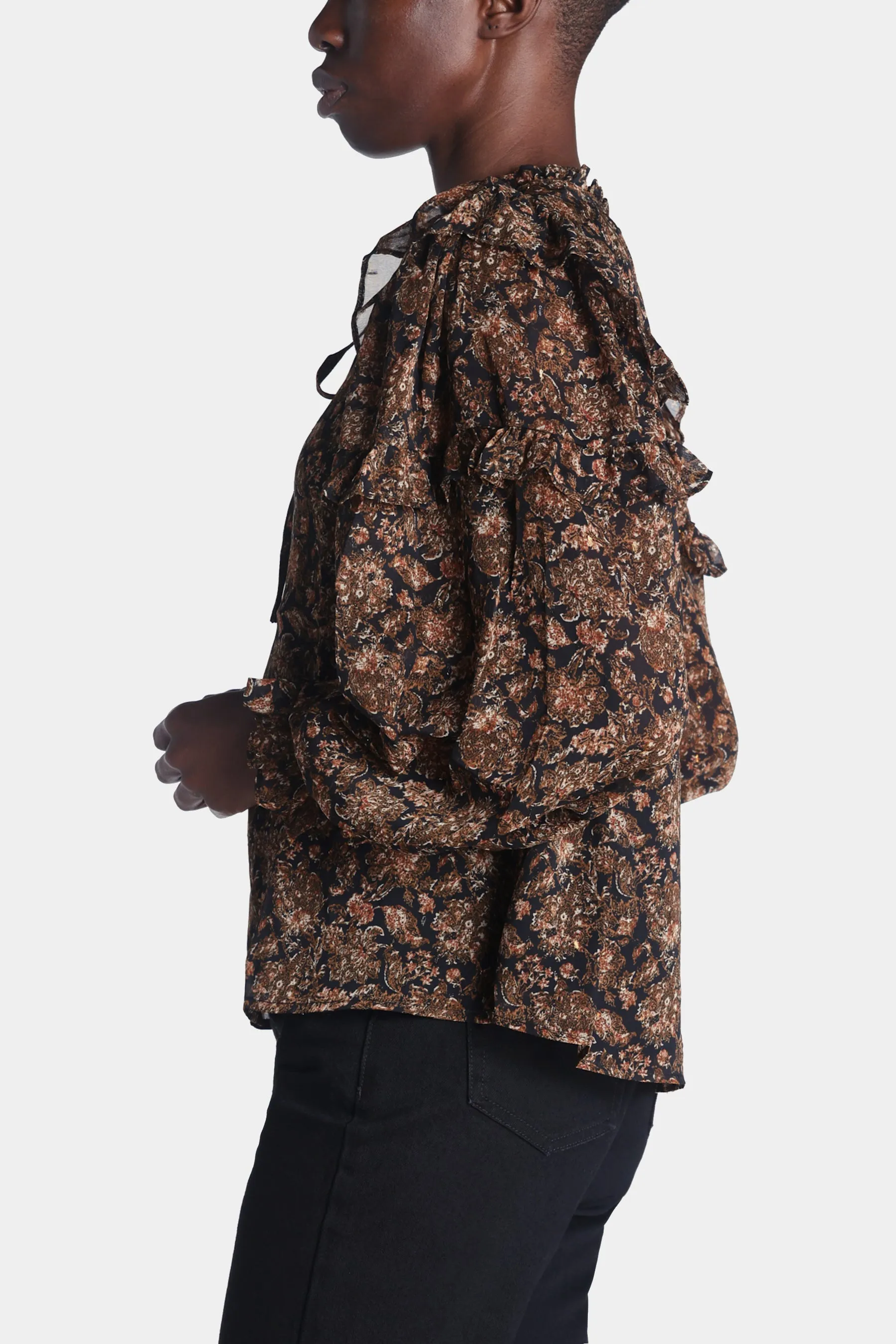 Printed Ruffle Blouse sold by Lord & Taylor product image thumbnail 4