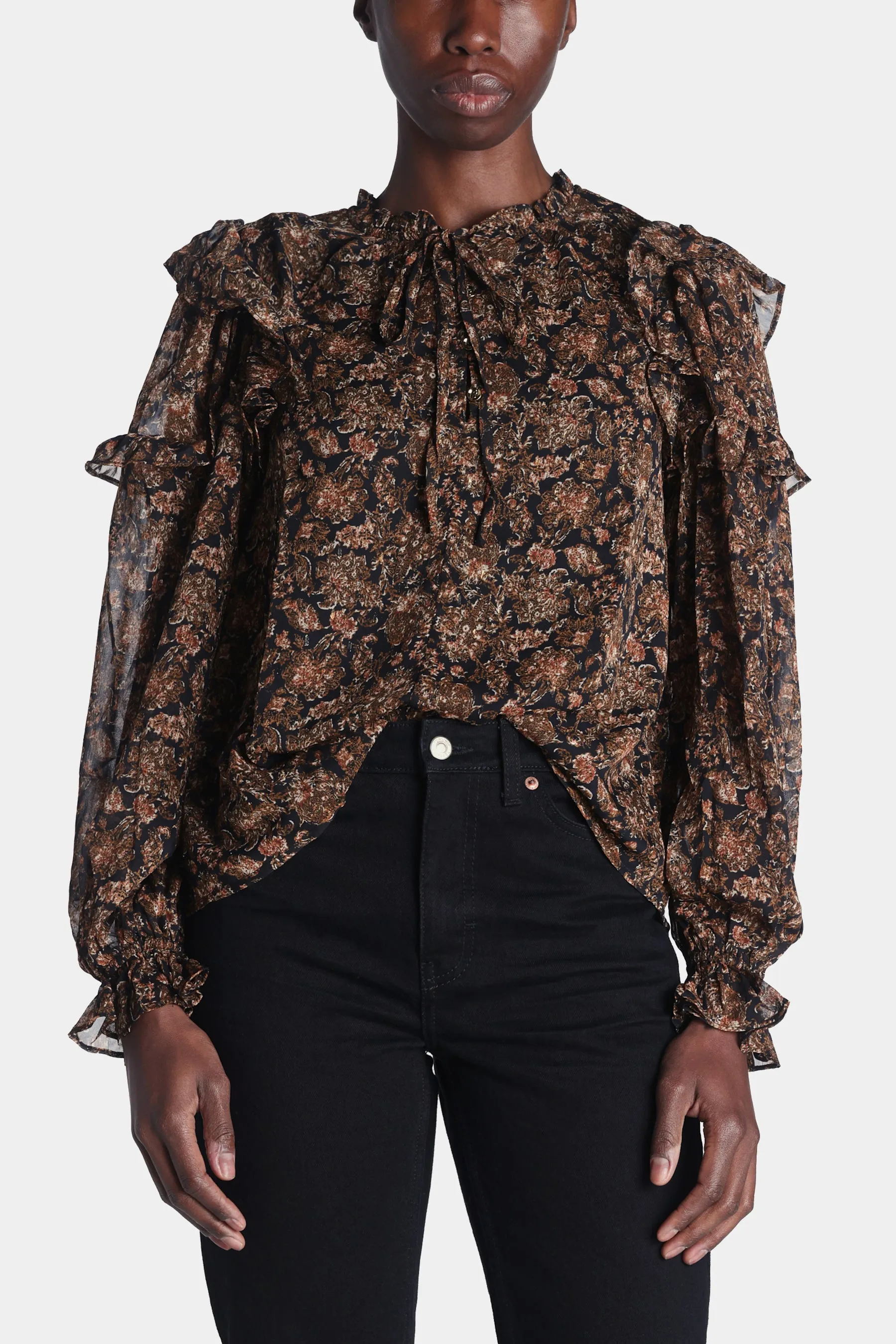 Printed Ruffle Blouse sold by Lord & Taylor product image thumbnail 5