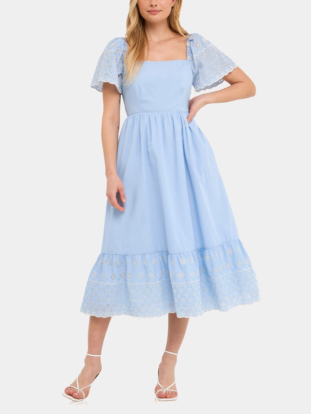 Scalloped Hem Embroidered Midi Dress sold by Lord & Taylor