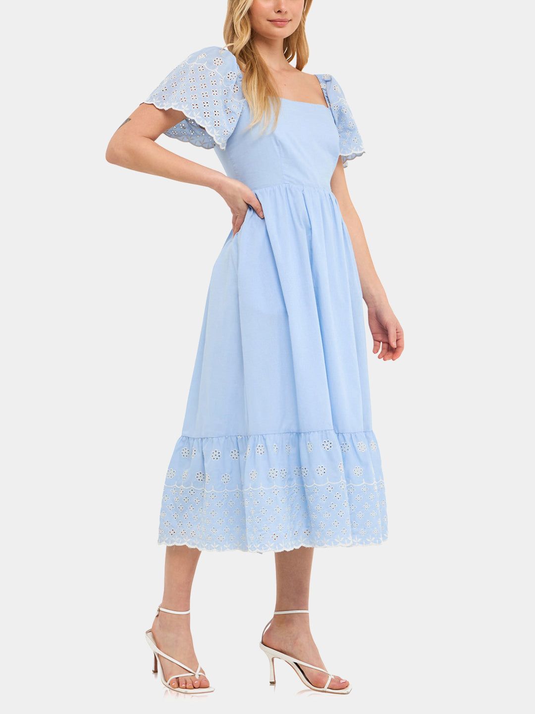 Scalloped Hem Embroidered Midi Dress sold by Lord & Taylor product image thumbnail 8