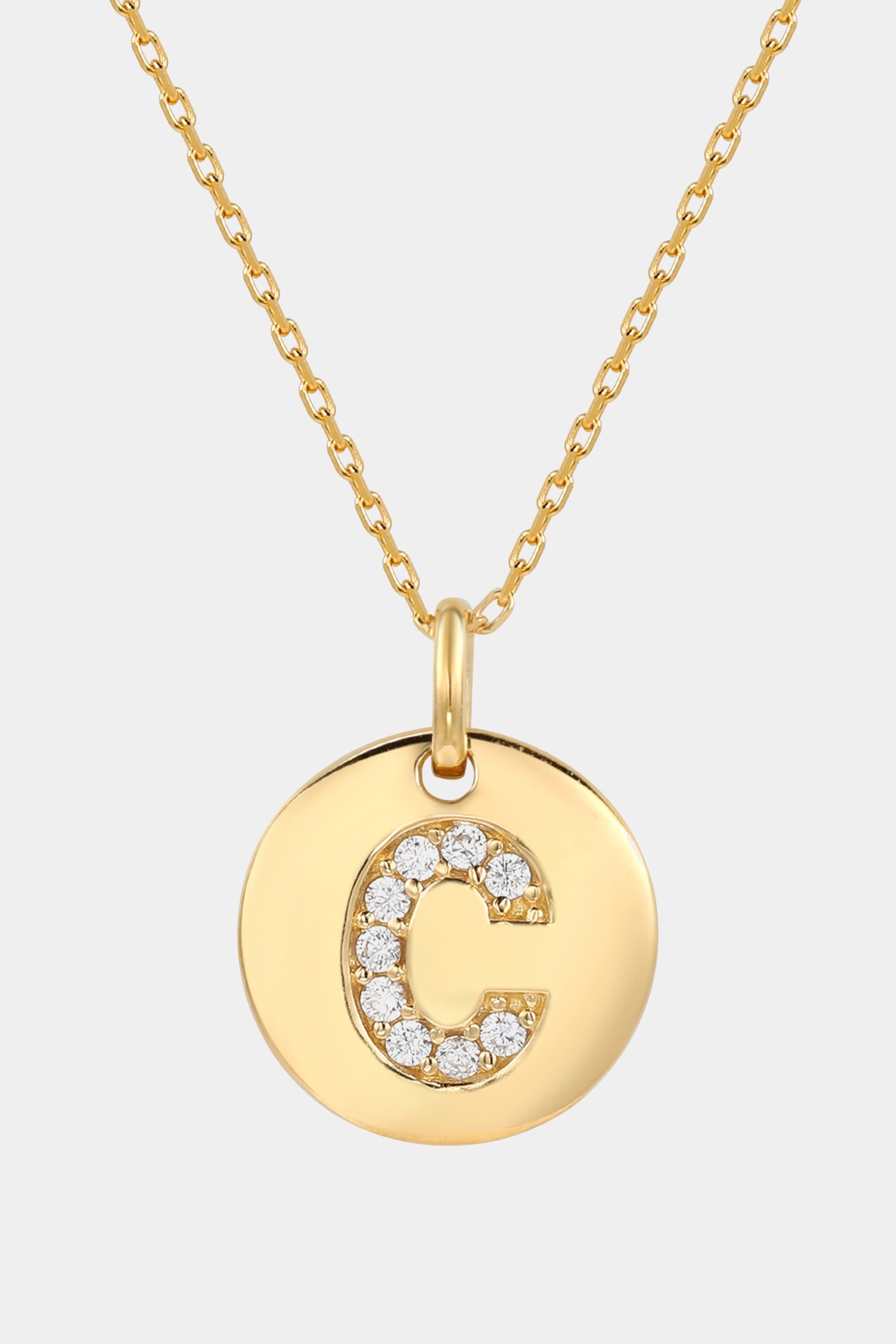 Yellow Sterling Silver Cubic Zirconia Letter Initial Disc Pendant Necklace sold by Lord & Taylor product image thumbnail 3