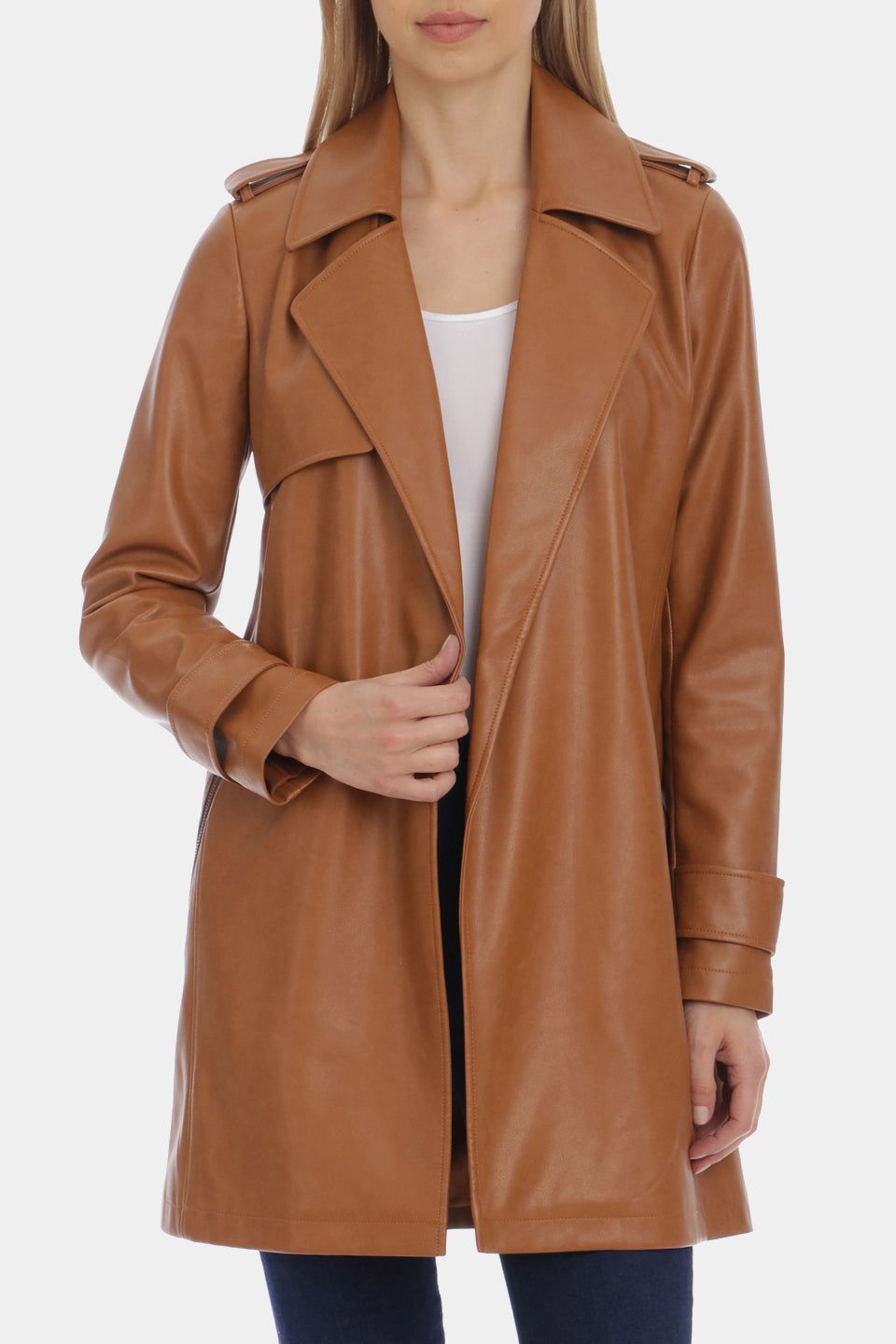 Faux Leather Open Trench sold by Lord & Taylor product image thumbnail 9