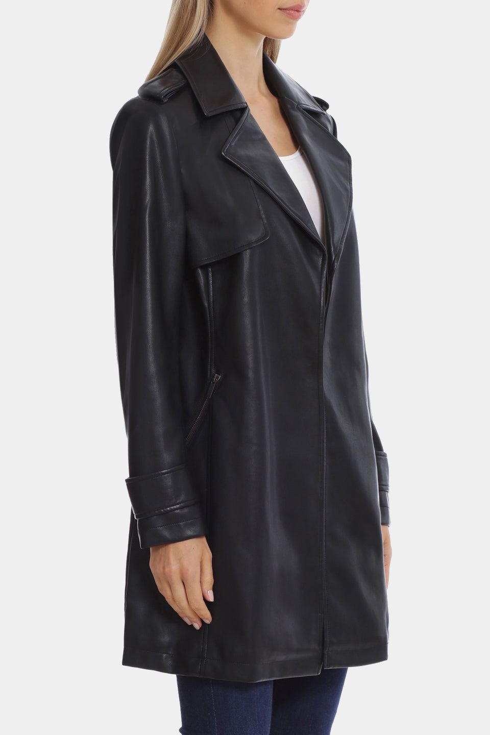 Faux Leather Open Trench sold by Lord & Taylor product image thumbnail 3