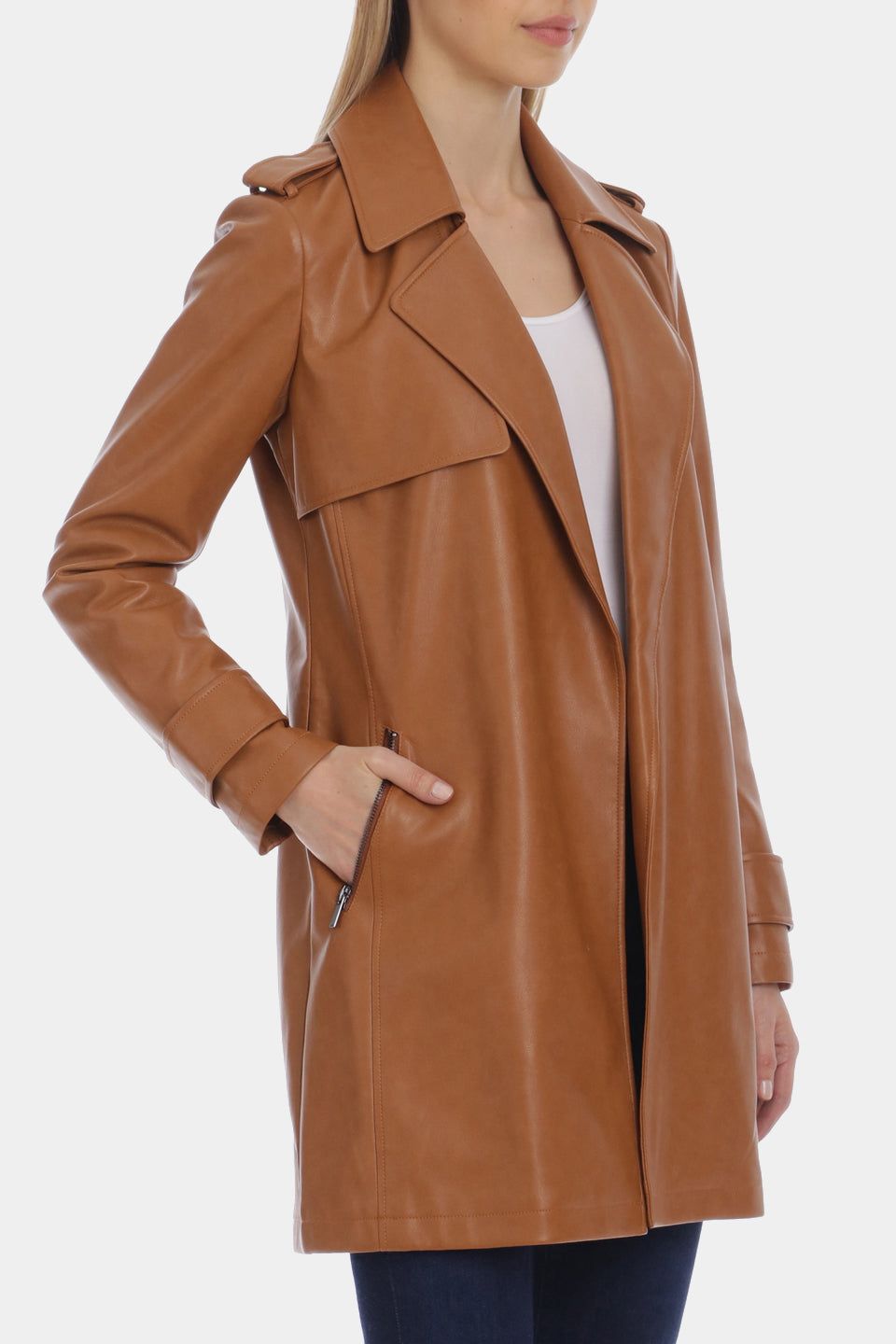 Faux Leather Open Trench sold by Lord & Taylor product image thumbnail 8