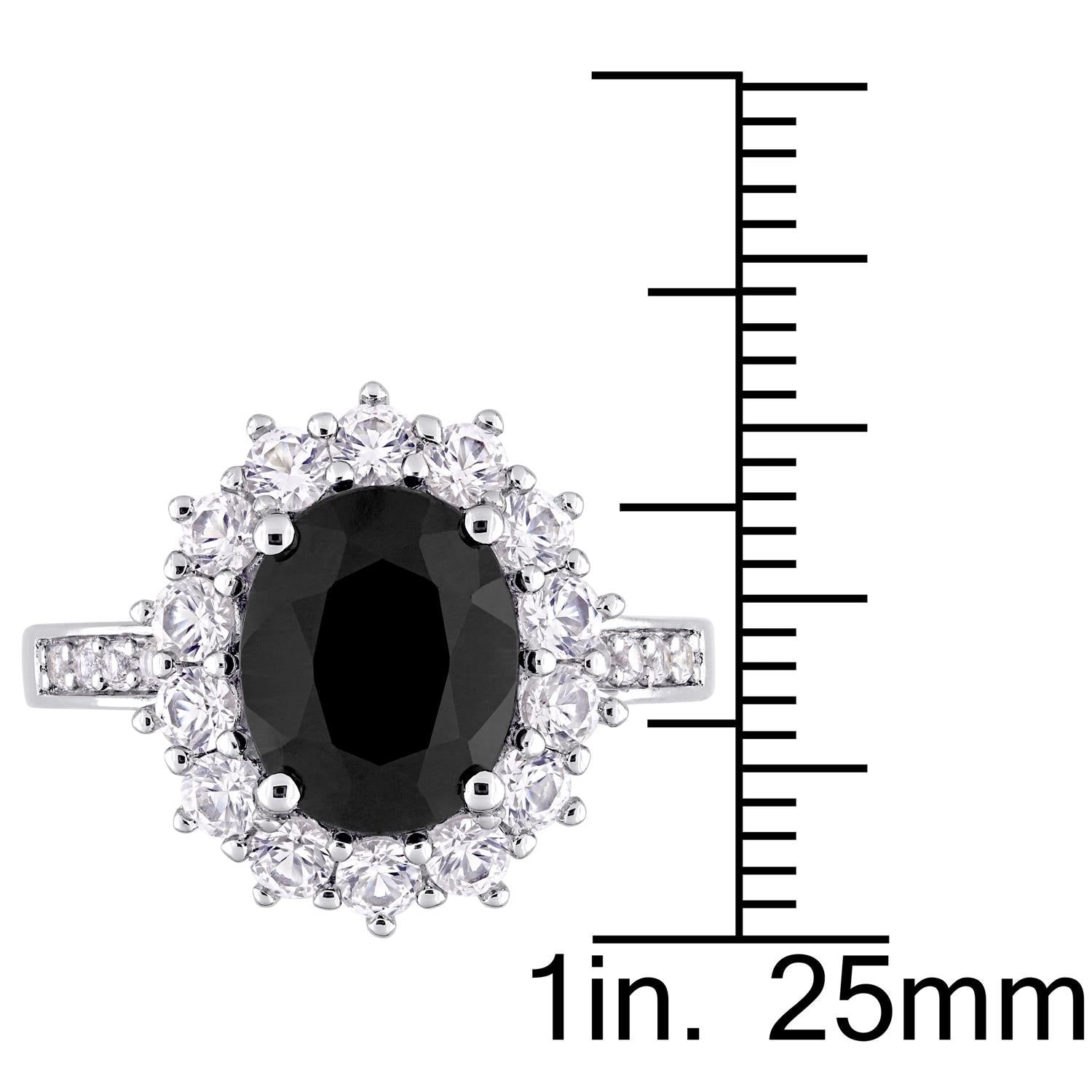 Black Sapphire and Created White Sapphire Halo Ring sold by Lord & Taylor product image thumbnail 4