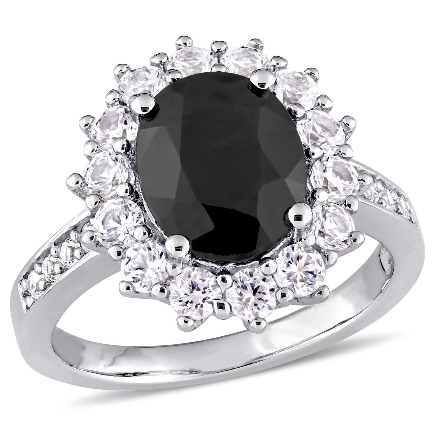 Black Sapphire and Created White Sapphire Halo Ring sold by Lord & Taylor product image thumbnail 6
