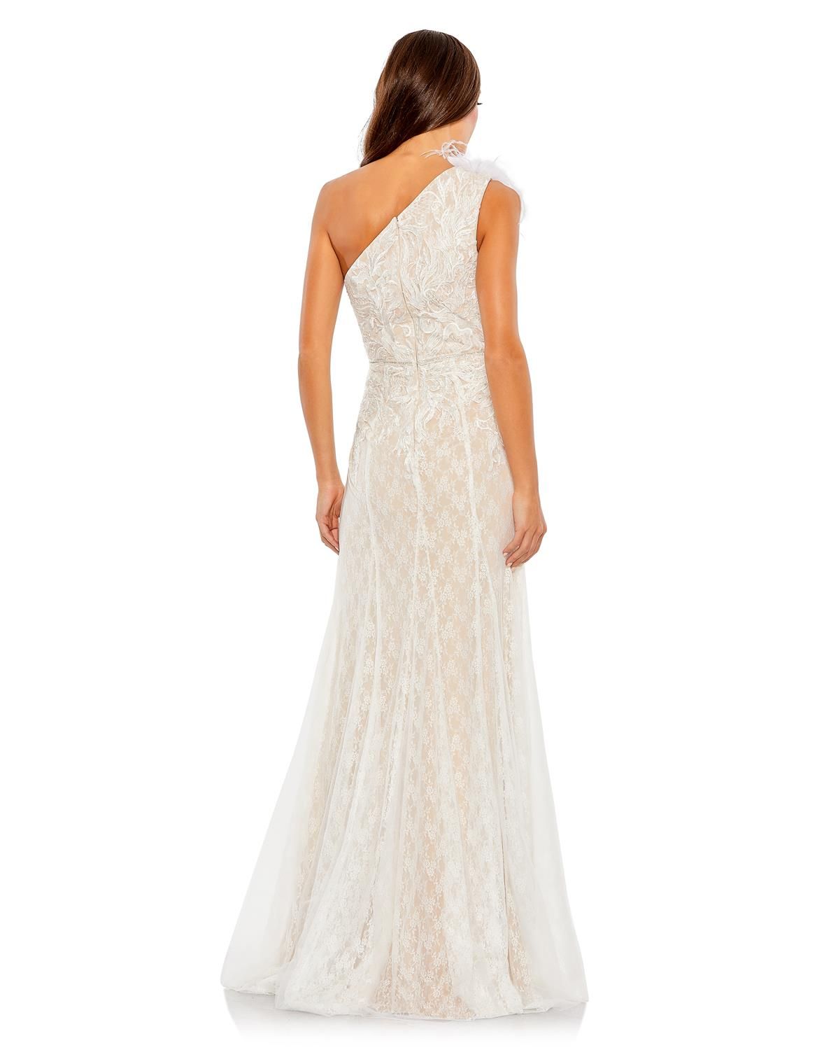 Embellished Feather One Shoulder Trumpet Gown sold by Lord & Taylor product image thumbnail 2