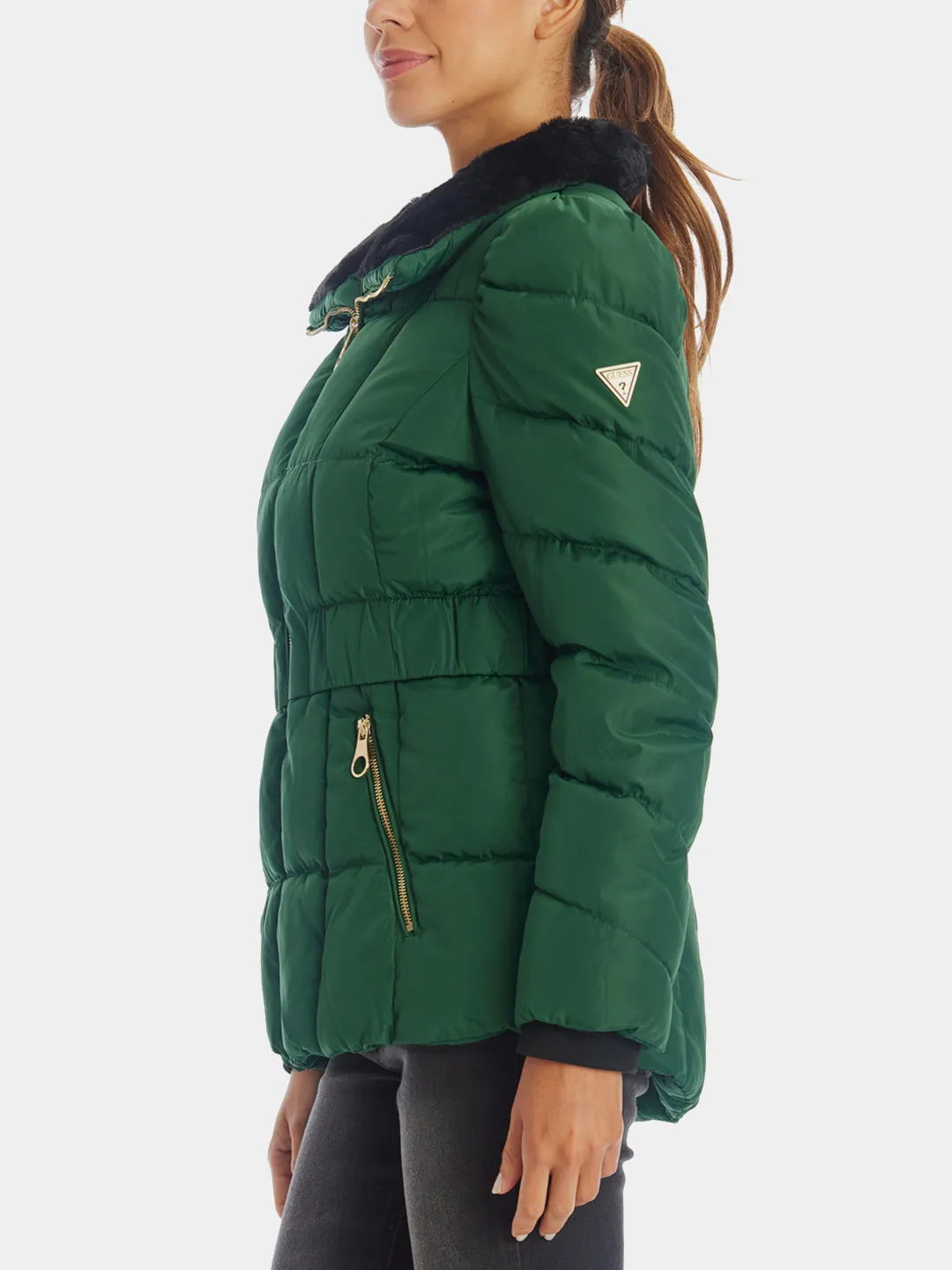 Faux Fur Collar Cinched Puffer Jacket sold by Lord & Taylor product image thumbnail 4