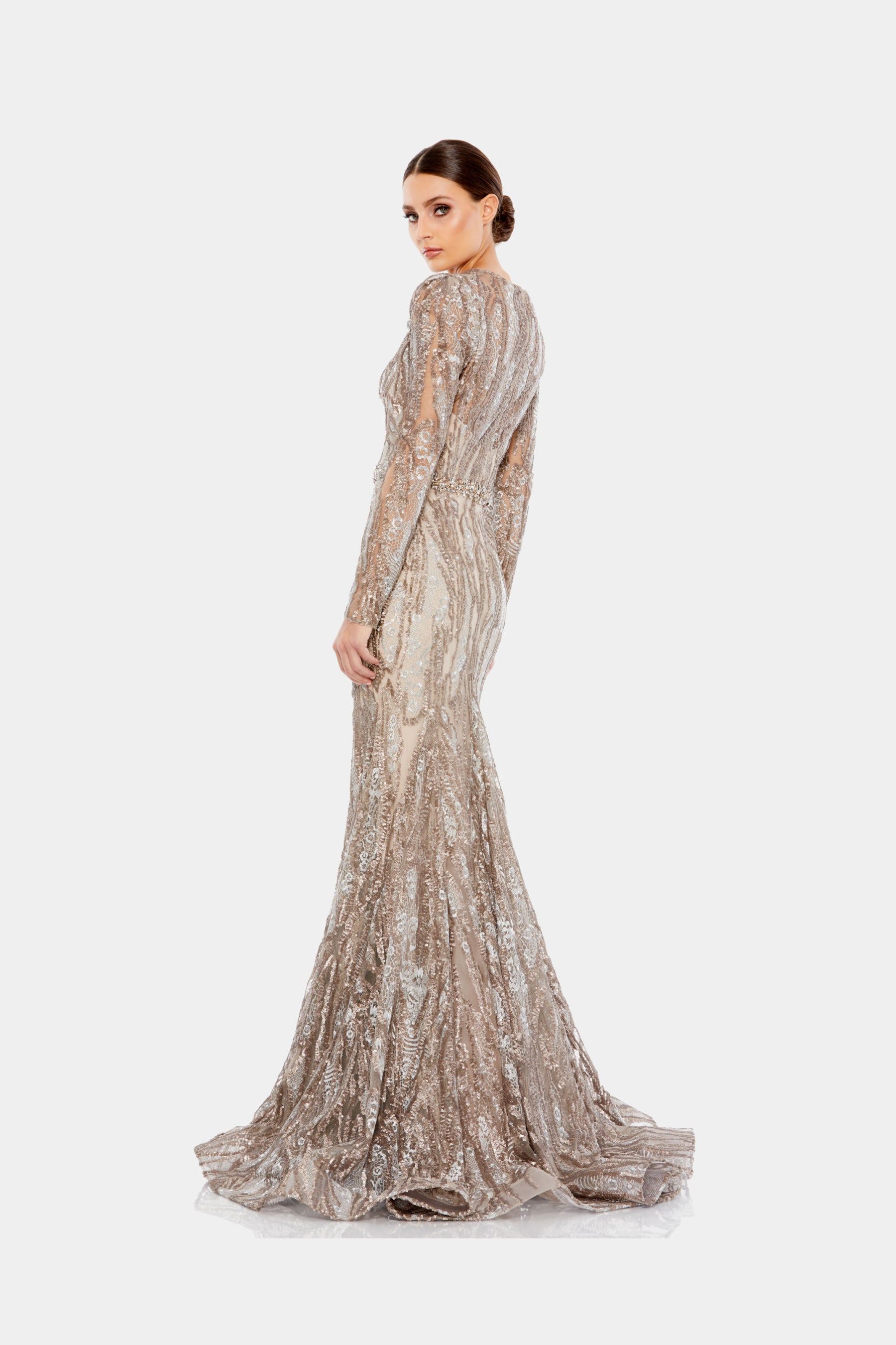 Embellished Plunge Neck Trumpet Gown sold by Lord & Taylor product image thumbnail 3
