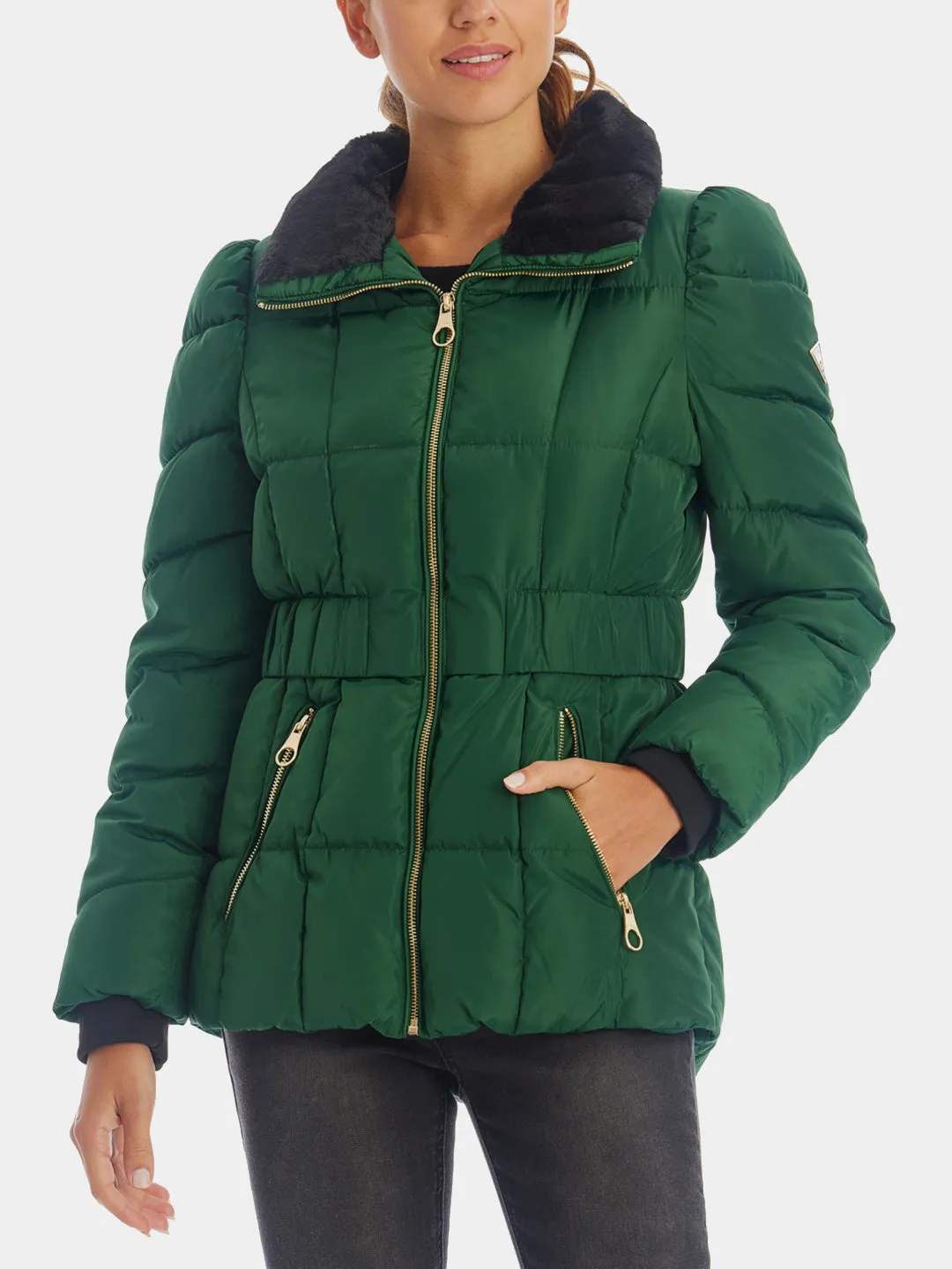 Faux Fur Collar Cinched Puffer Jacket sold by Lord & Taylor product image thumbnail 5