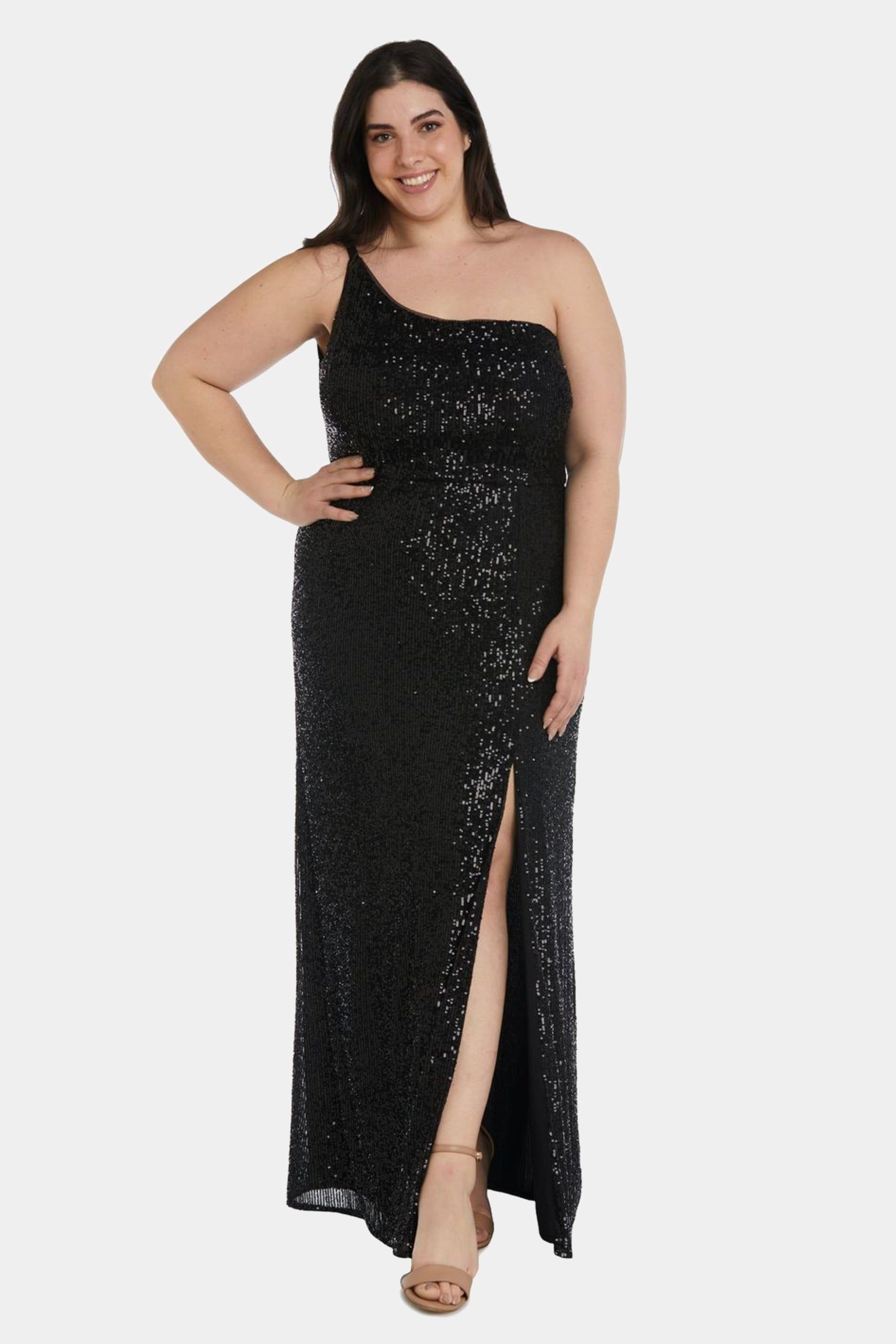 Long One Shoulder Sequin Dress sold by Lord & Taylor