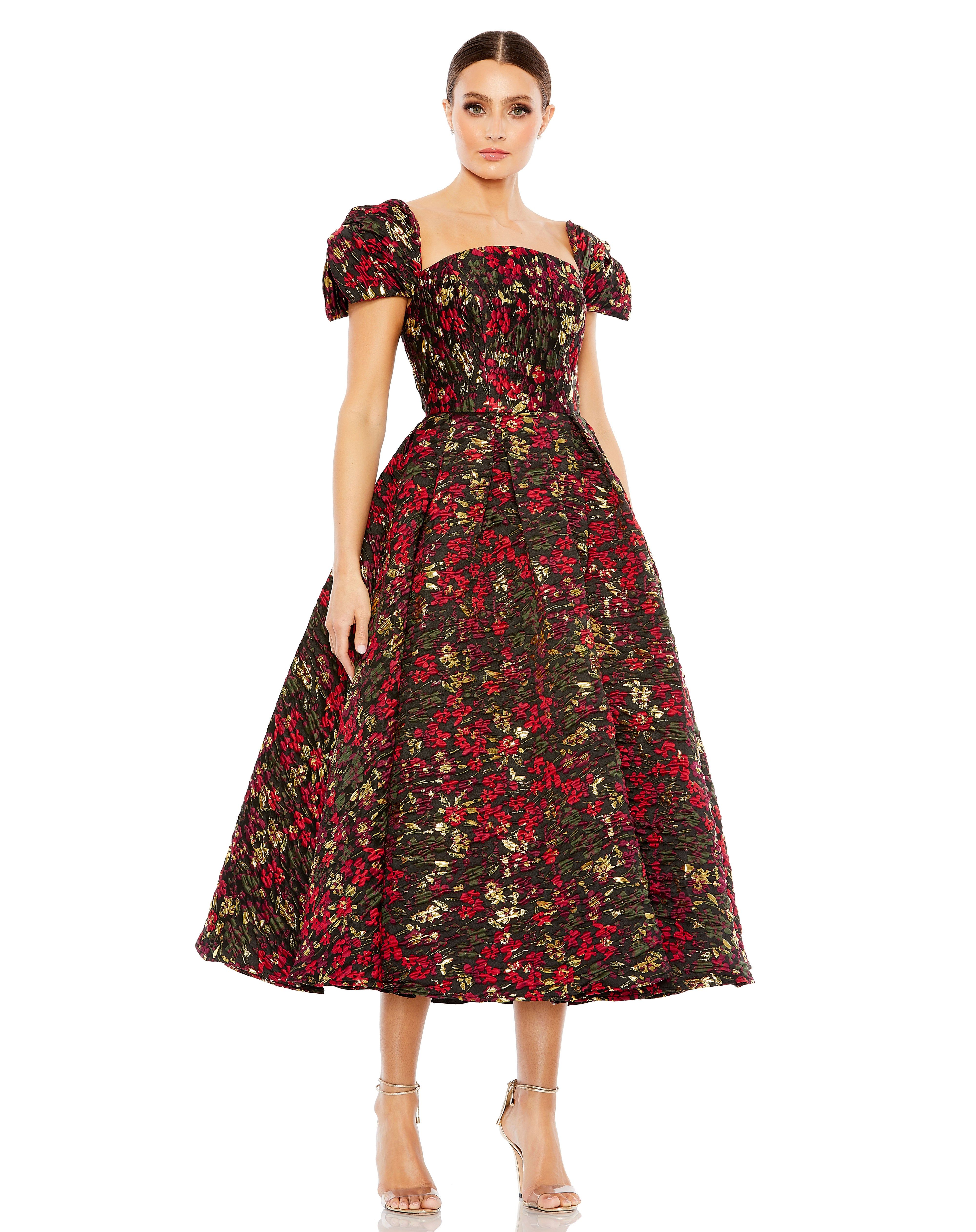 Floral Brocade Cap Sleeve A Line Dress sold by Lord & Taylor
