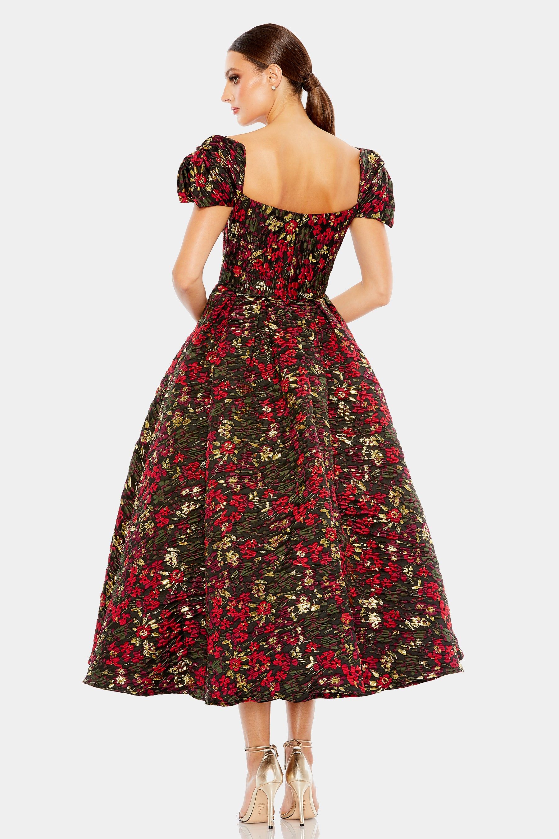 Floral Brocade Cap Sleeve A Line Dress sold by Lord & Taylor product image thumbnail 2