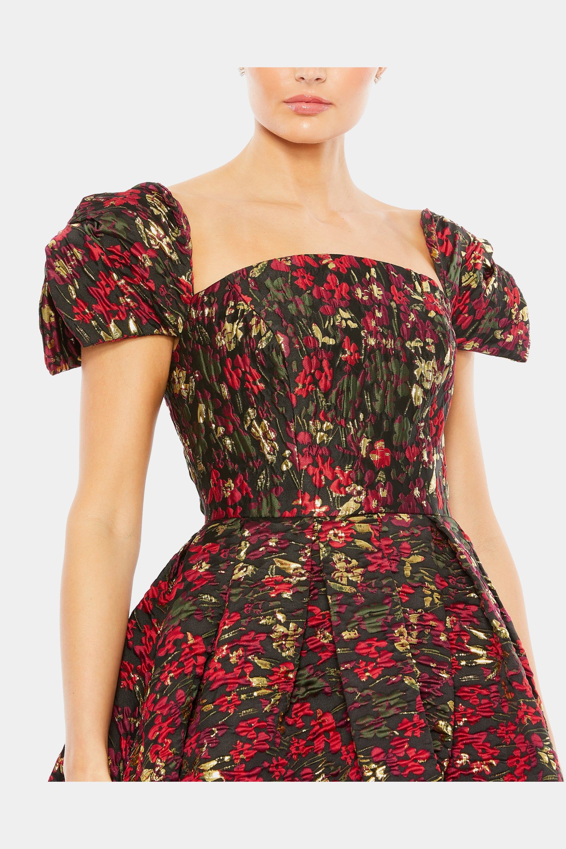 Floral Brocade Cap Sleeve A Line Dress sold by Lord & Taylor product image thumbnail 3