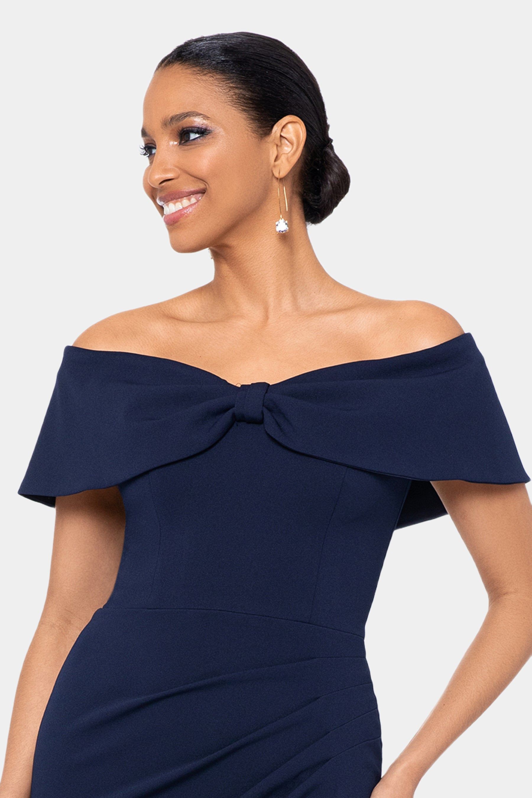 Long Scuba Off-shoulder Gown sold by Lord & Taylor product image thumbnail 2