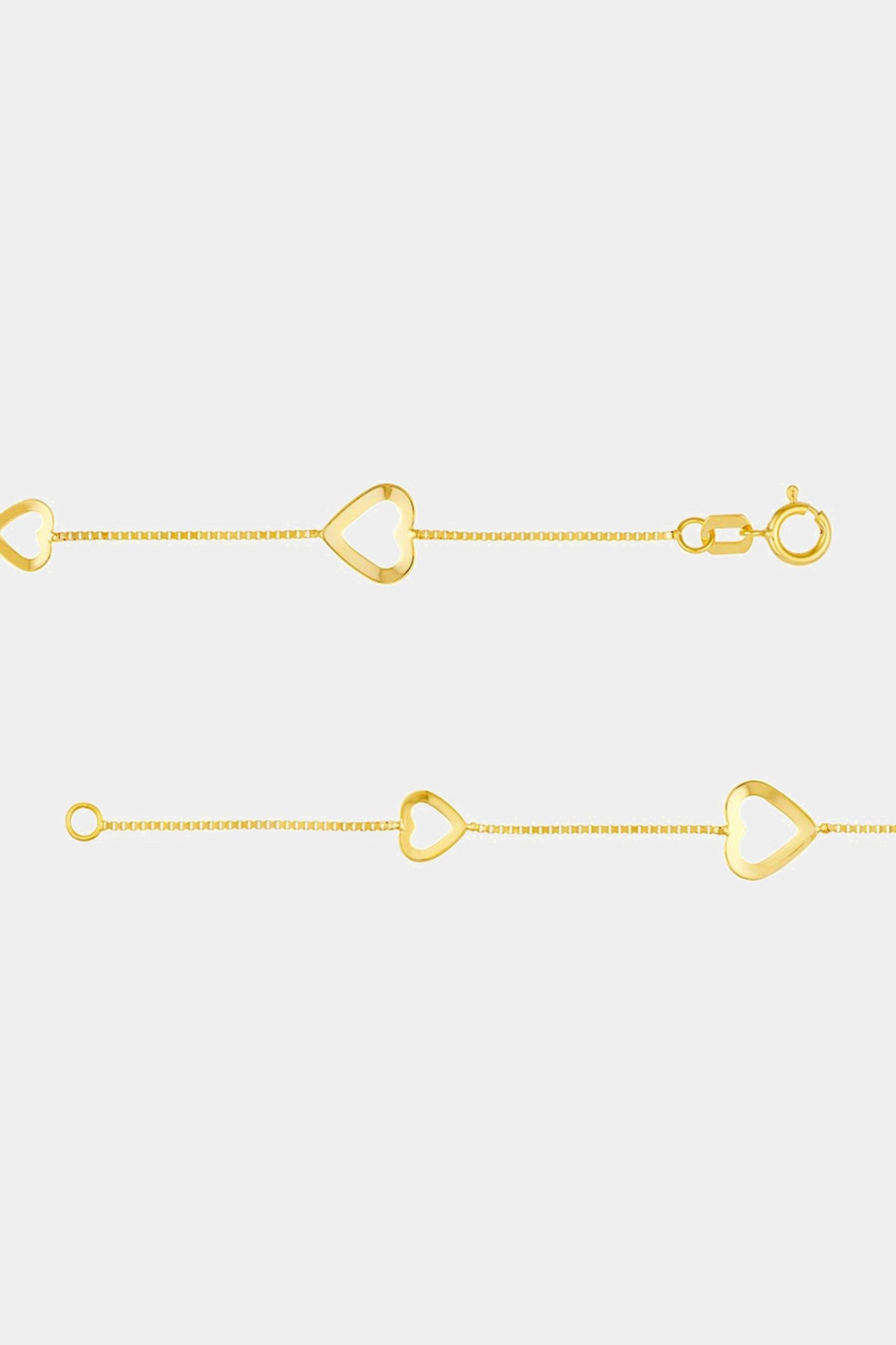 14K Gold Box Chain Alternating Small/Large Open-Heart Bracelet sold by Lord & Taylor product image thumbnail 3