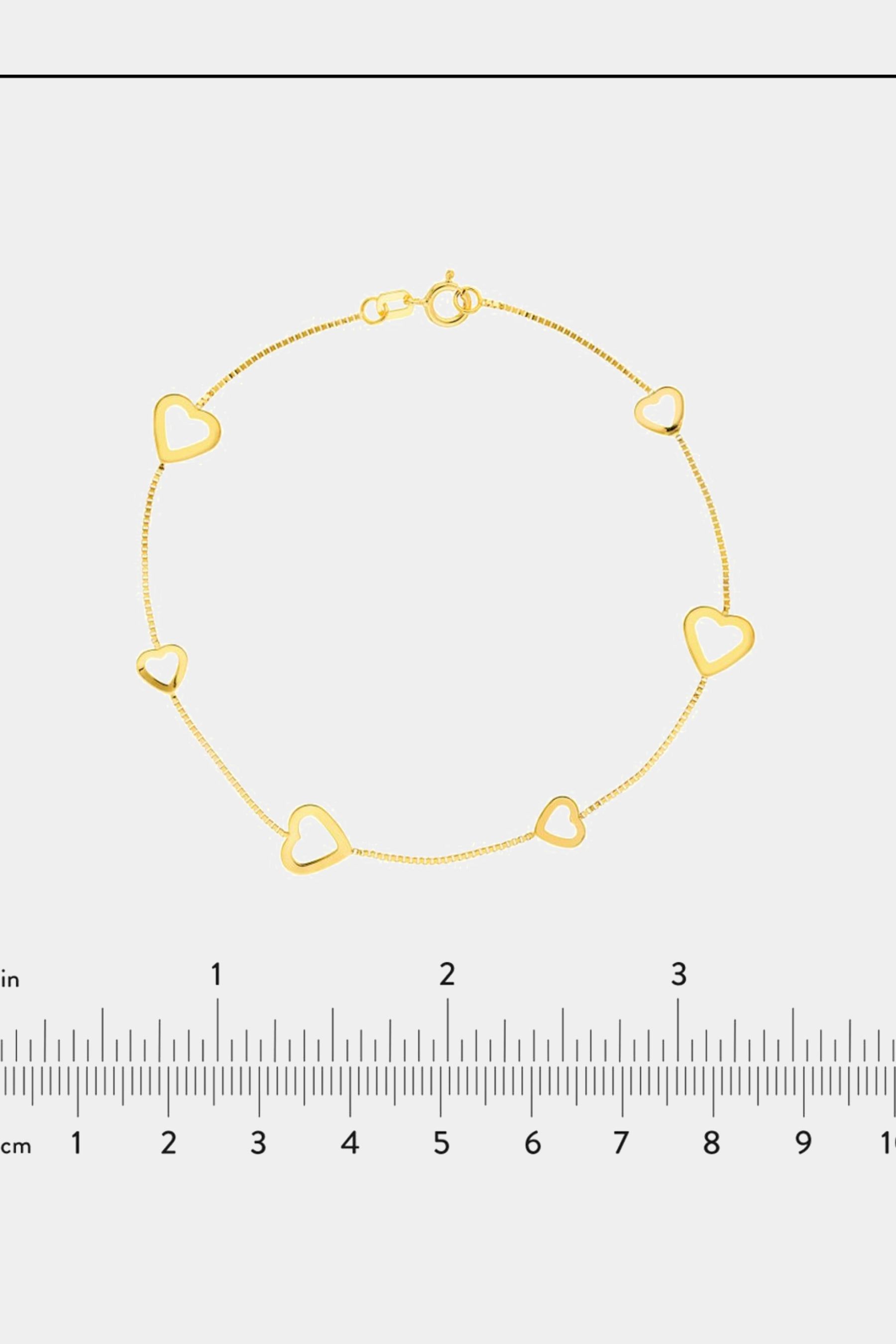 14K Gold Box Chain Alternating Small/Large Open-Heart Bracelet sold by Lord & Taylor product image thumbnail 4