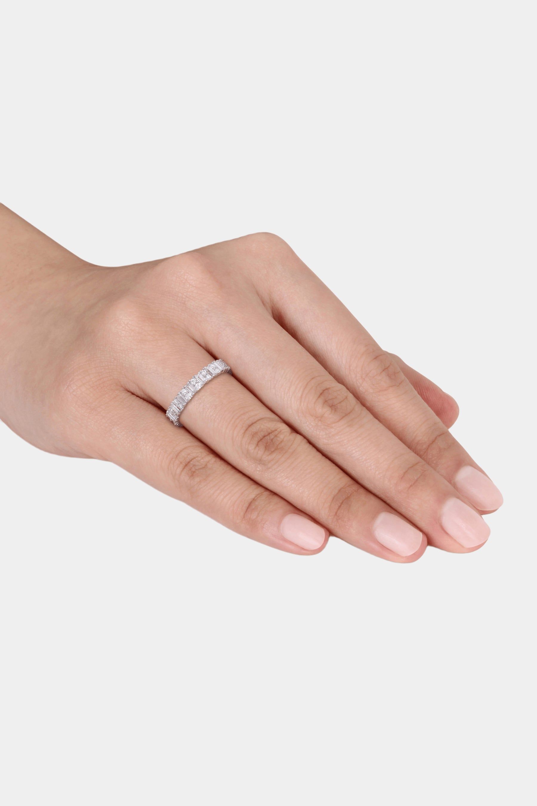 Created Moissanite Eternity Ring in Sterling Silver sold by Lord & Taylor product image thumbnail 2