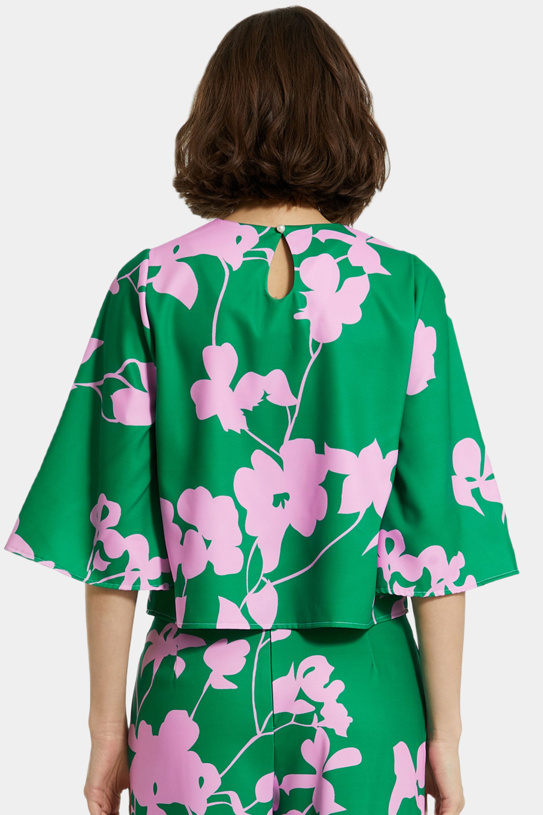 Printed Crepe 3/4 Bell Sleeve High Neck Top sold by Lord & Taylor product image thumbnail 2