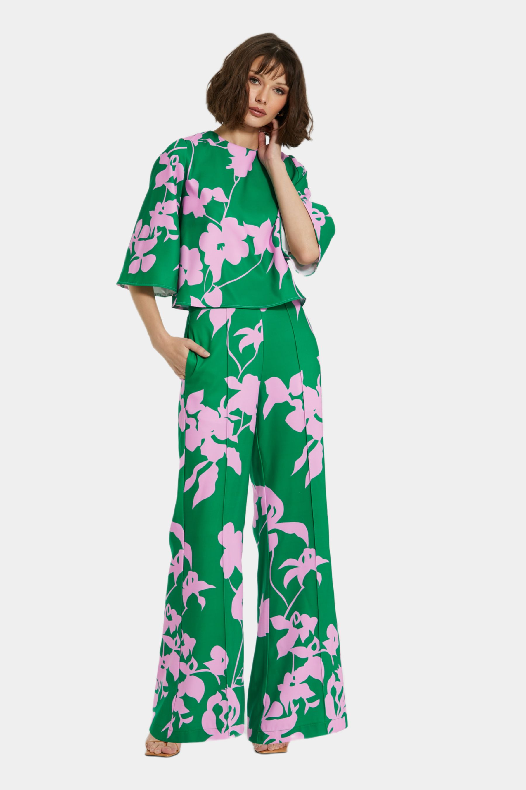 Printed Crepe 3/4 Bell Sleeve High Neck Top sold by Lord & Taylor