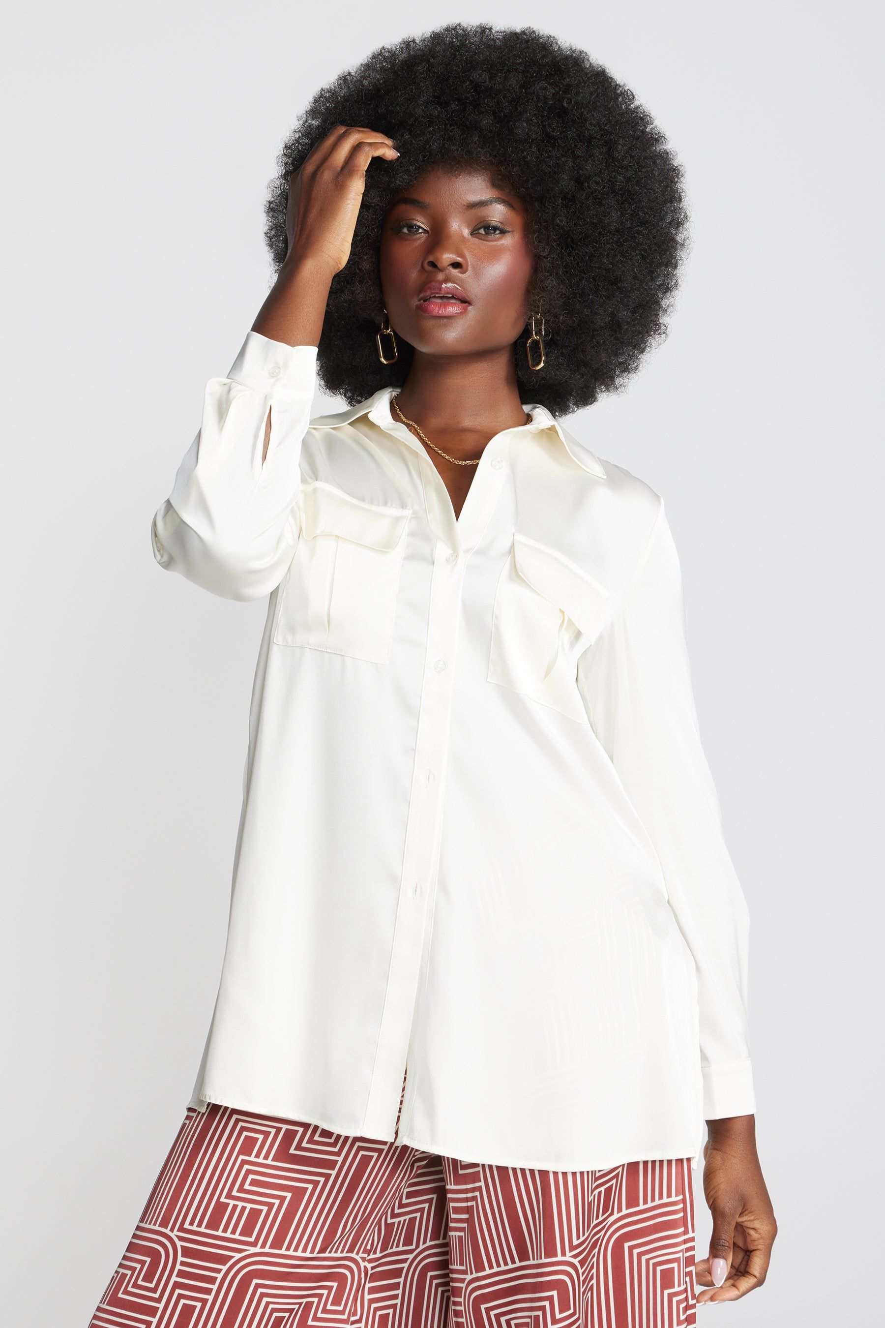 Loose Fit Shirt With Cargo Pockets sold by Lord & Taylor