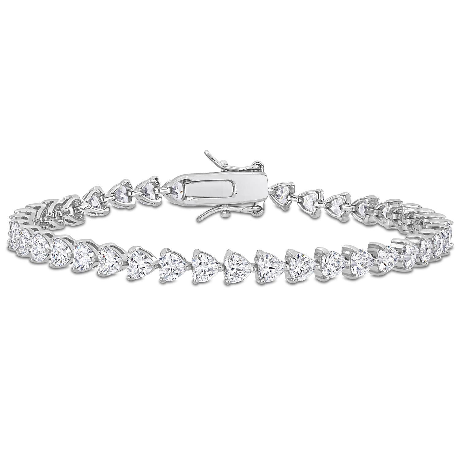 White Sapphire Heart Tennis Bracelet sold by Lord & Taylor product image thumbnail 5