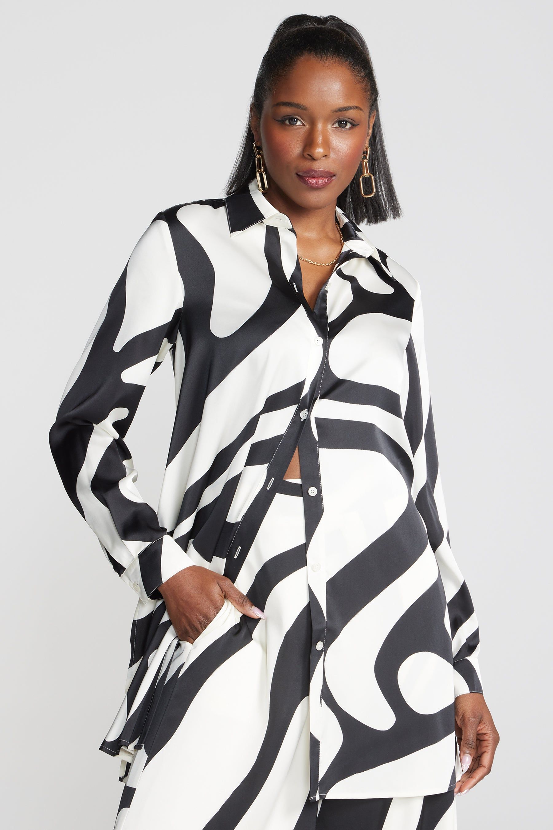 Loose Fit Shirt With Cargo Pockets sold by Lord & Taylor product image thumbnail 2