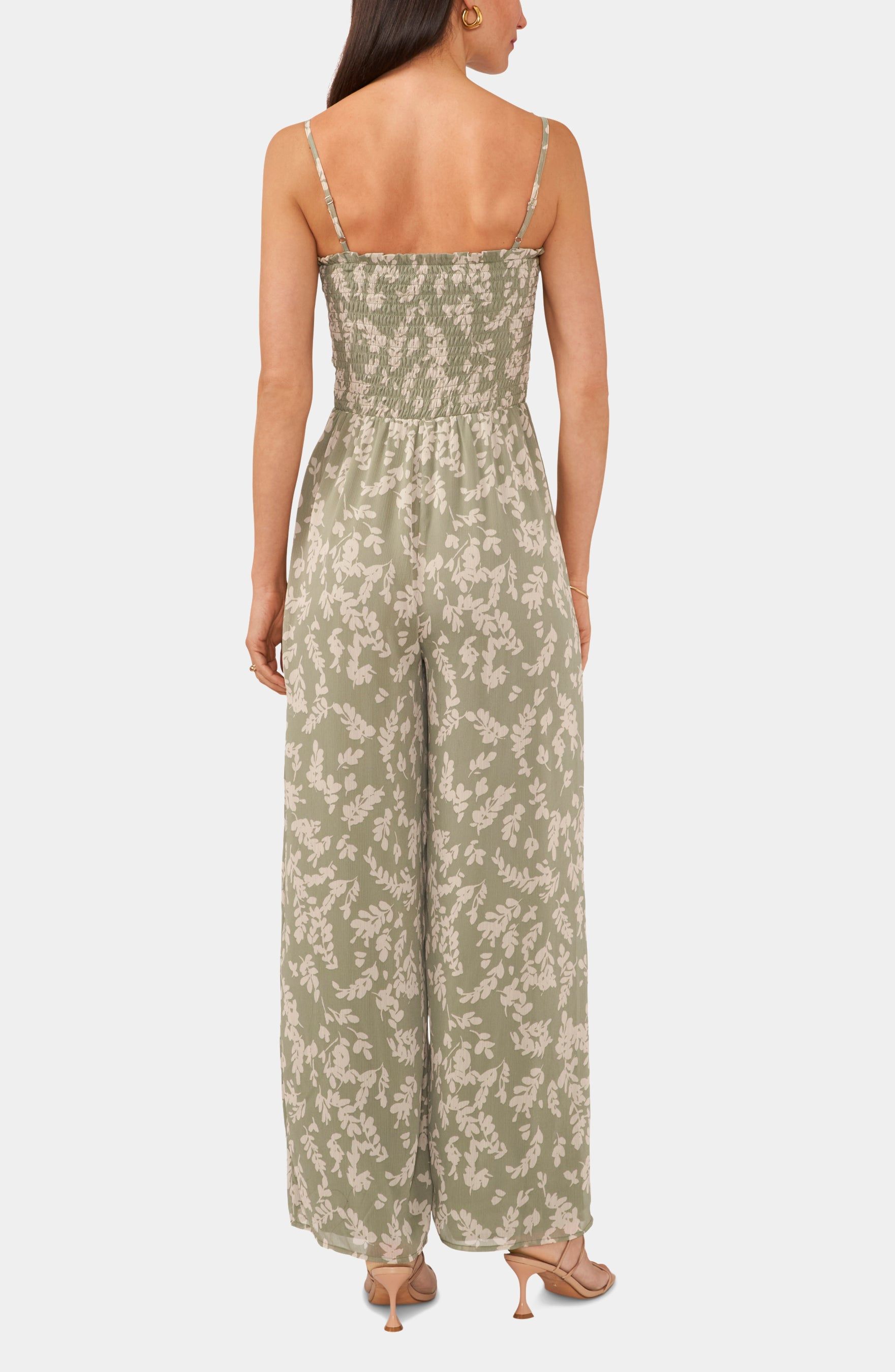 Tie Shoulder Floral Smocked Jumpsuit sold by Lord & Taylor product image thumbnail 3