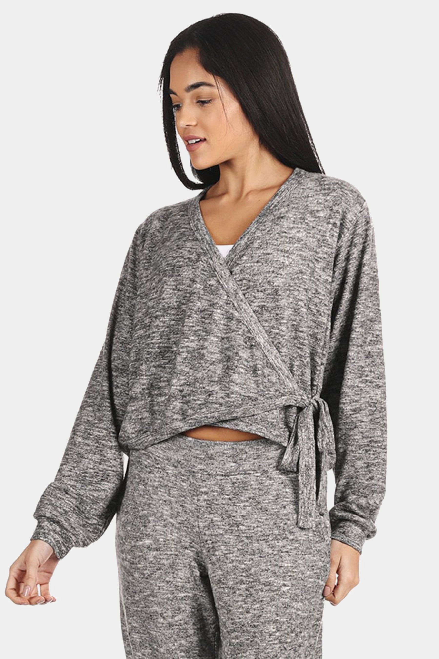 Ultra-Soft Lightweight Hacci Short Wrap Top sold by Lord & Taylor