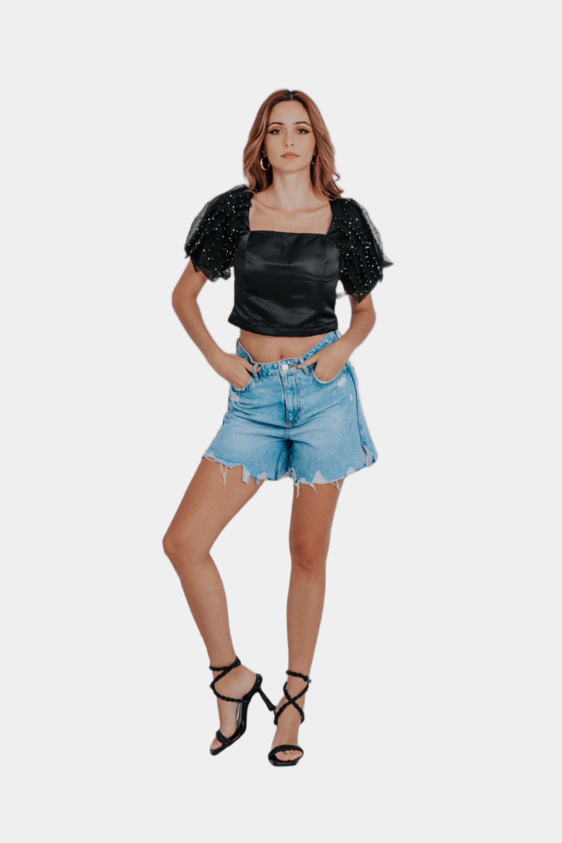 Fiona Ruffle Puff Pleated Sleeves Top sold by Lord & Taylor