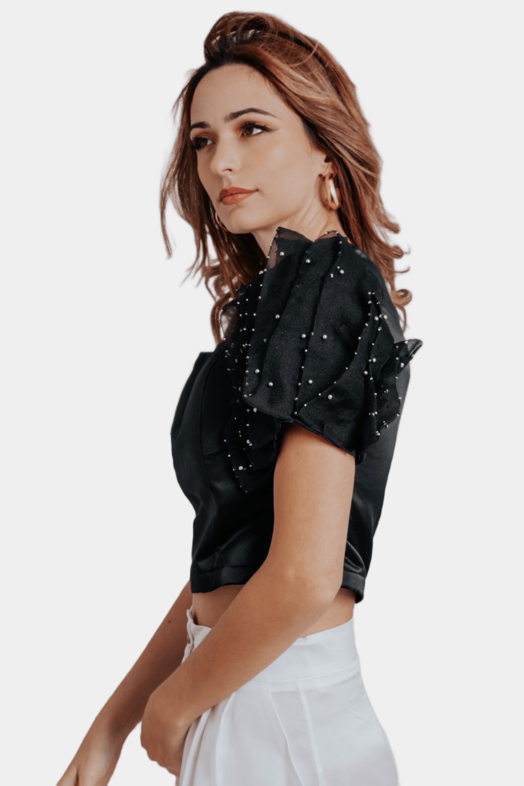 Fiona Ruffle Puff Pleated Sleeves Top sold by Lord & Taylor product image thumbnail 5