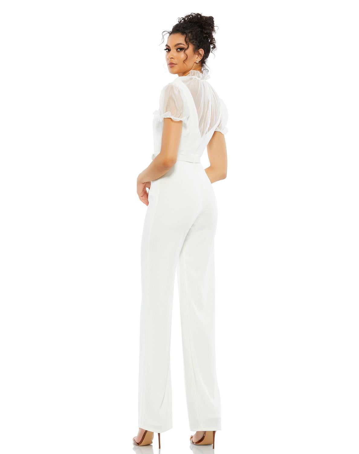 Belted Illusion High Neck Cap Sleeve Jumpsuit sold by Lord & Taylor product image thumbnail 3