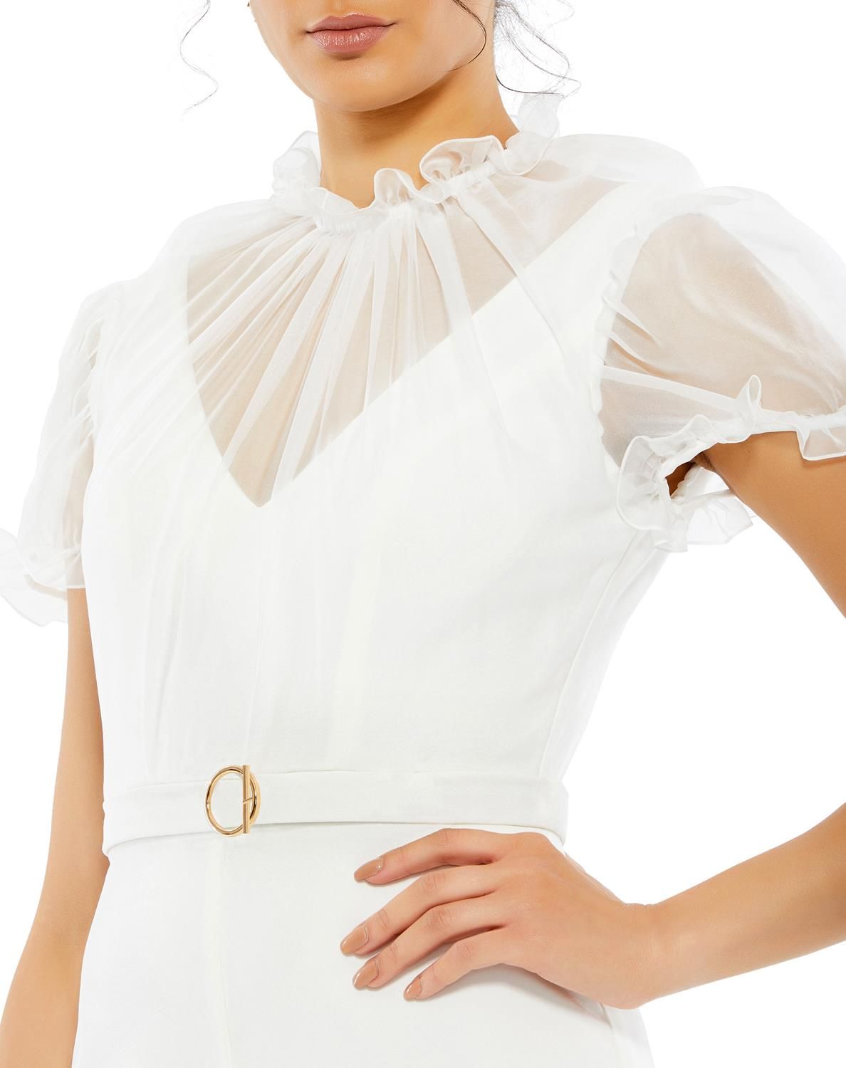 Belted Illusion High Neck Cap Sleeve Jumpsuit sold by Lord & Taylor product image thumbnail 4