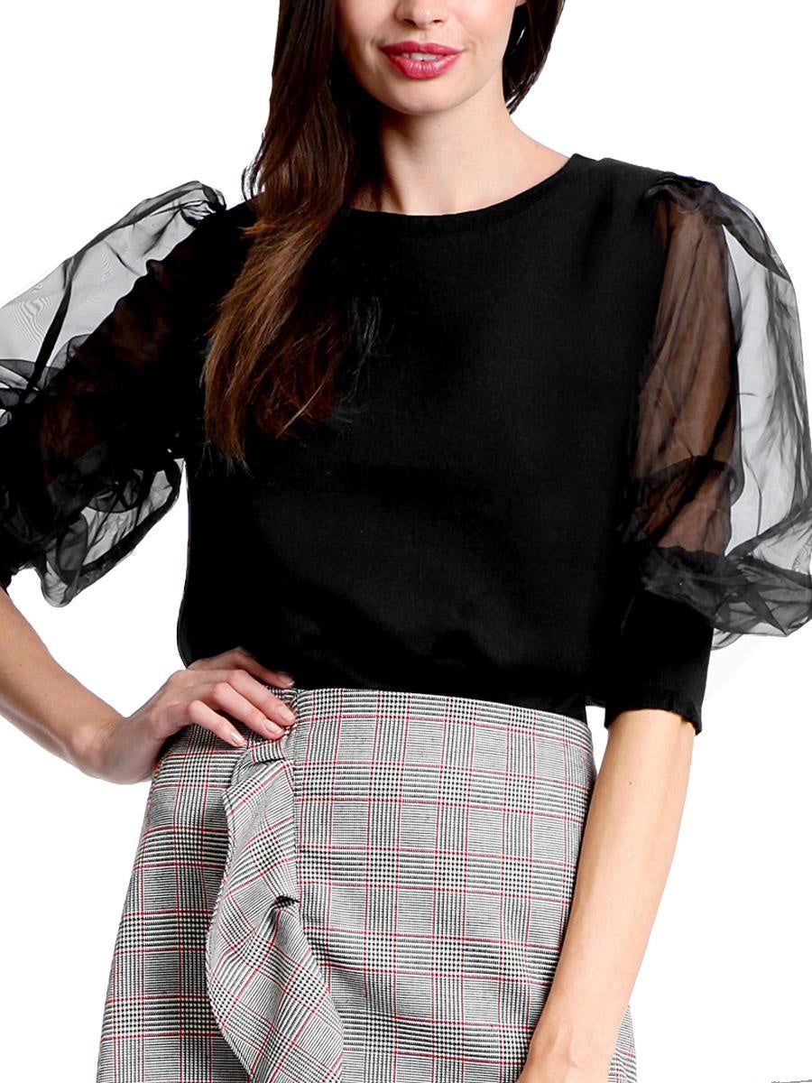 Organza Puff Sleeve Top Waist and Cuff sold by Lord & Taylor product image thumbnail 4