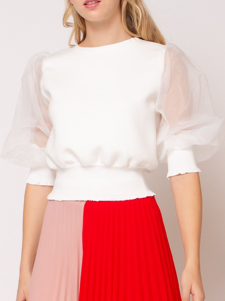 Organza Puff Sleeve Top Waist and Cuff sold by Lord & Taylor product image thumbnail 5