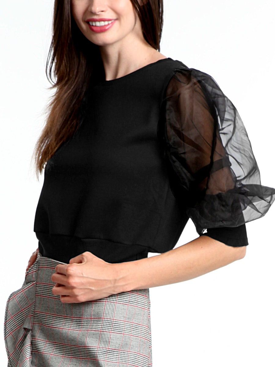 Organza Puff Sleeve Top Waist and Cuff sold by Lord & Taylor product image thumbnail 2