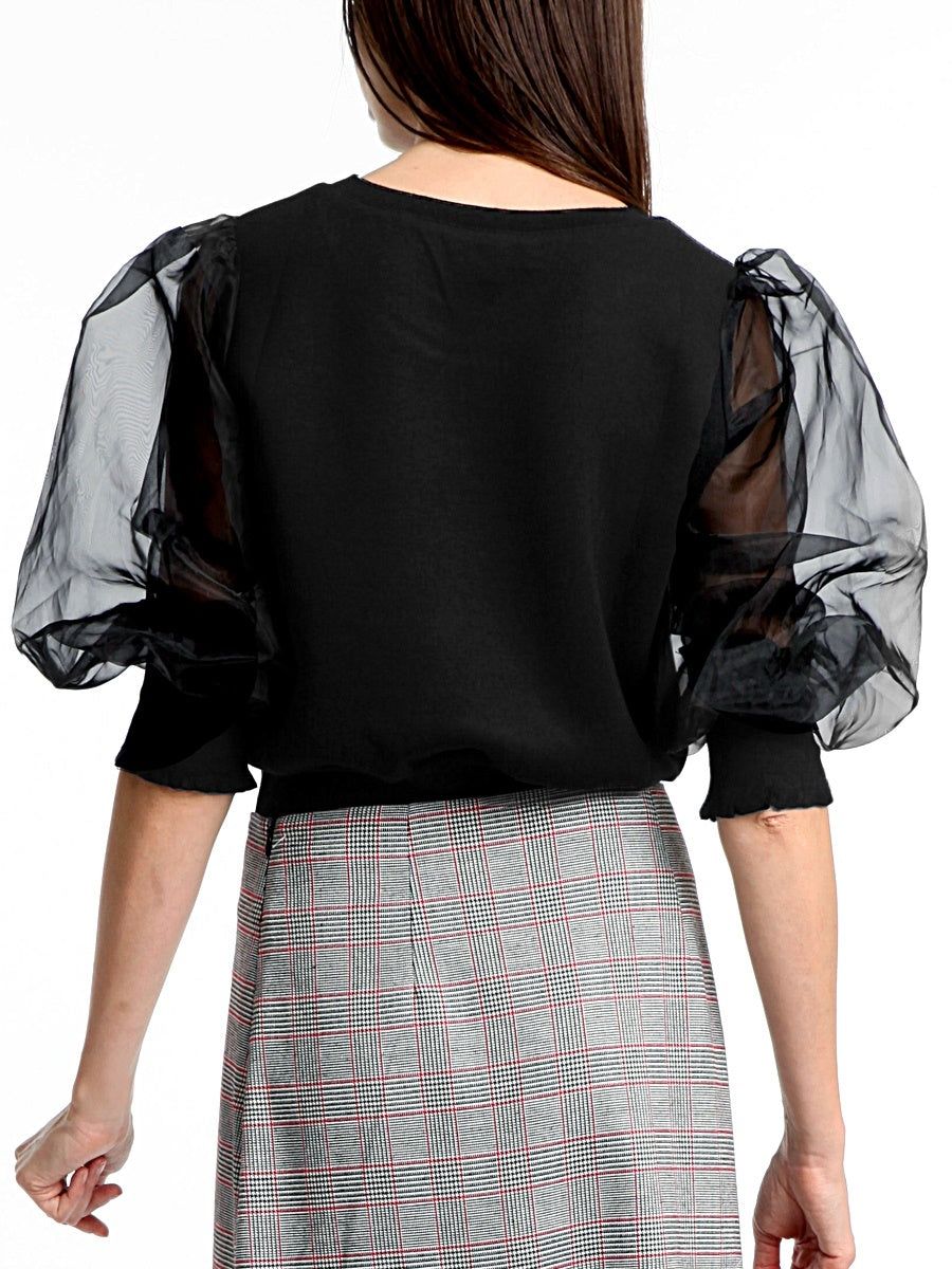 Organza Puff Sleeve Top Waist and Cuff sold by Lord & Taylor product image thumbnail 3