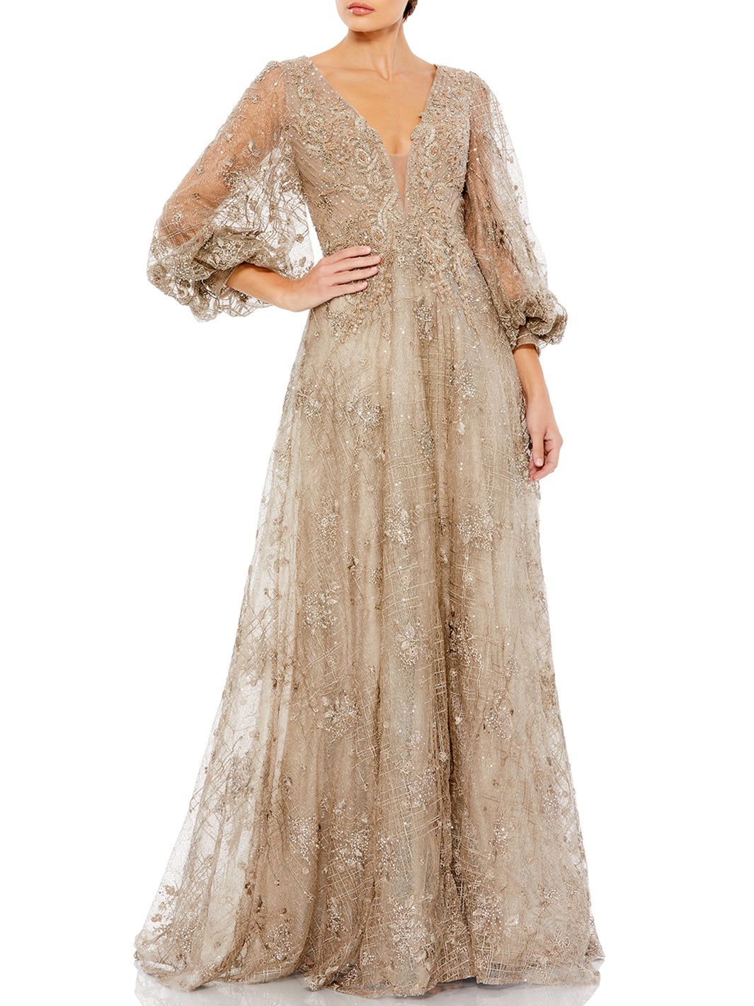 Bishop Sleeve A-Line Gown sold by Lord & Taylor product image thumbnail 4