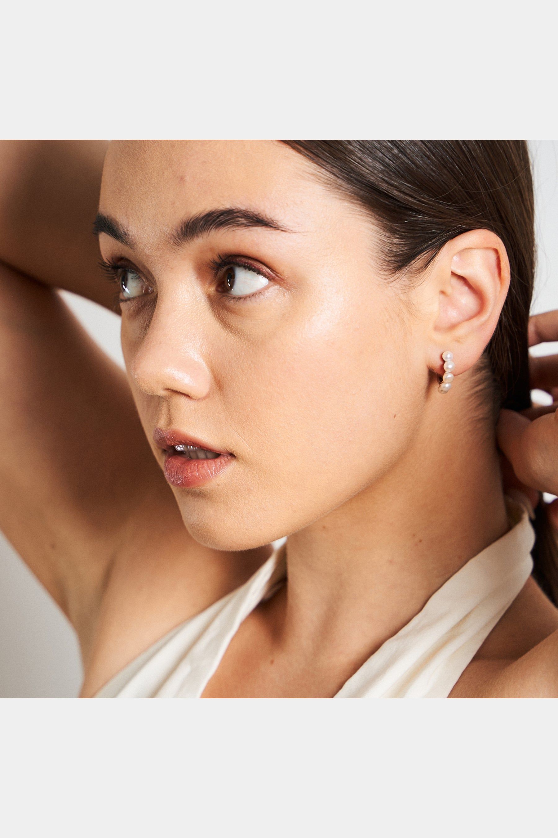 Sterling Silver Pearl Huggie Earrings sold by Lord & Taylor product image thumbnail 2