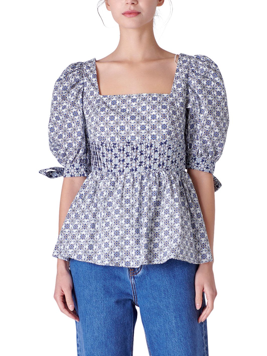 Print Block Smocked Top sold by Lord & Taylor product image thumbnail 5