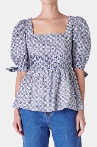 Print Block Smocked Top sold by Lord & Taylor