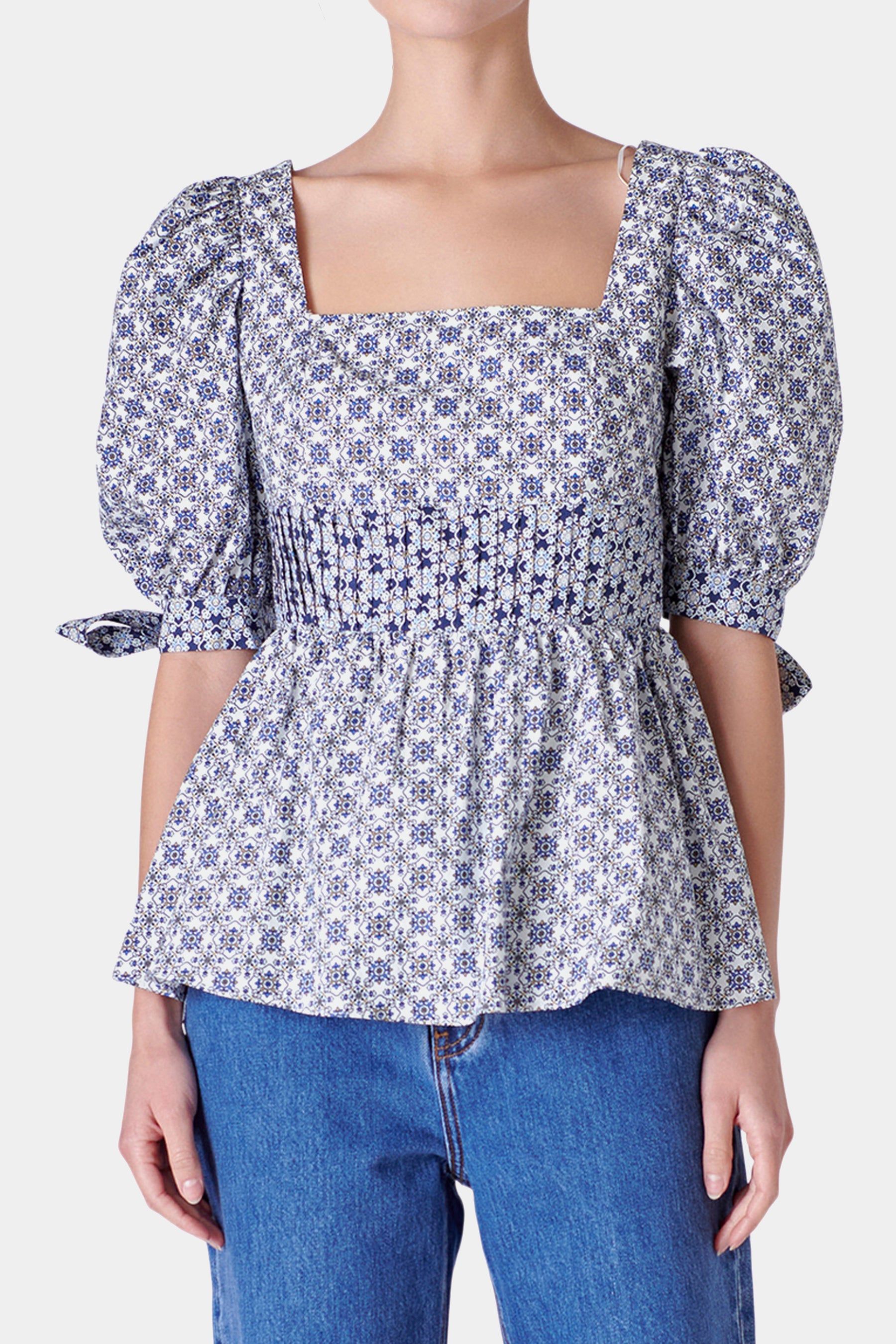 Print Block Smocked Top sold by Lord & Taylor product image thumbnail 2