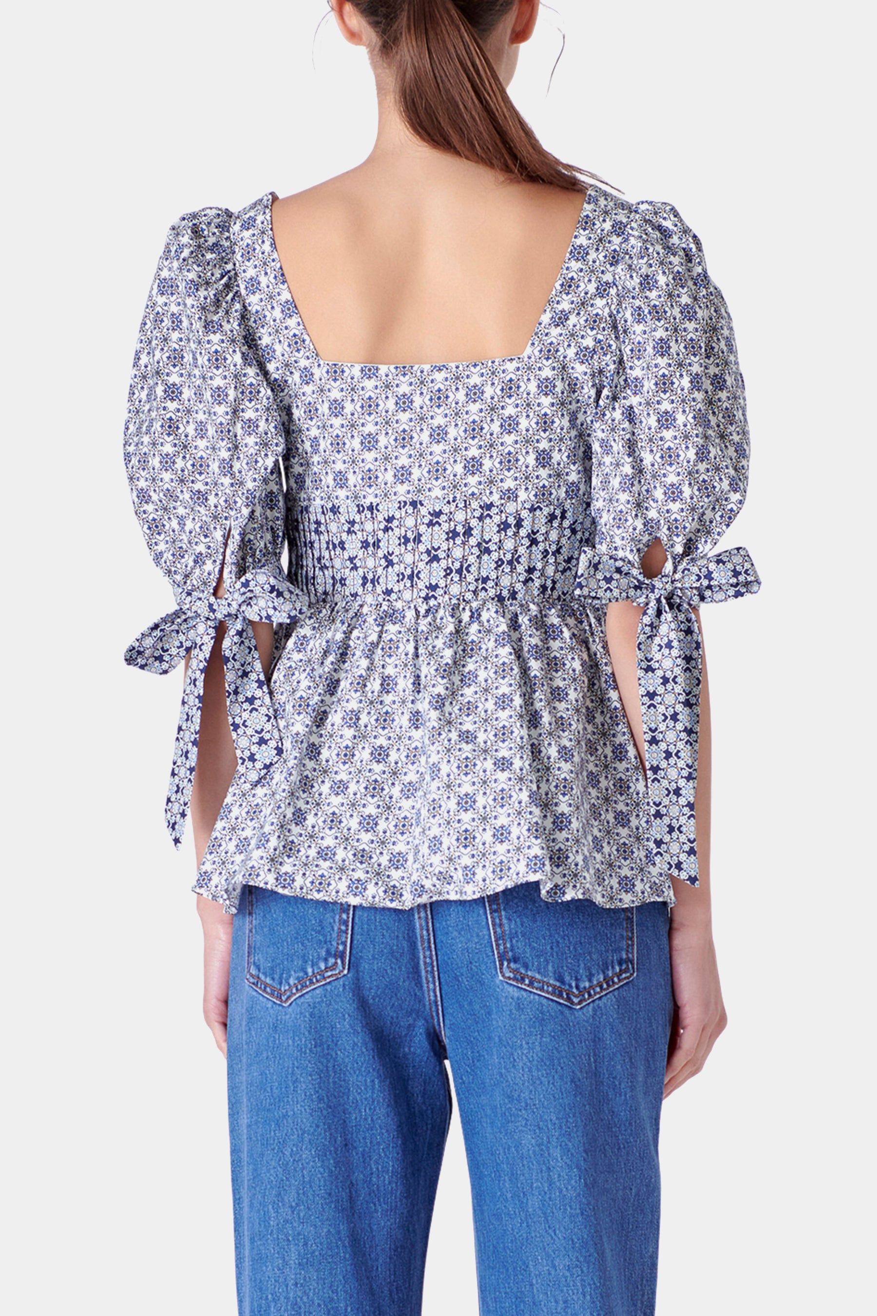 Print Block Smocked Top sold by Lord & Taylor product image thumbnail 3