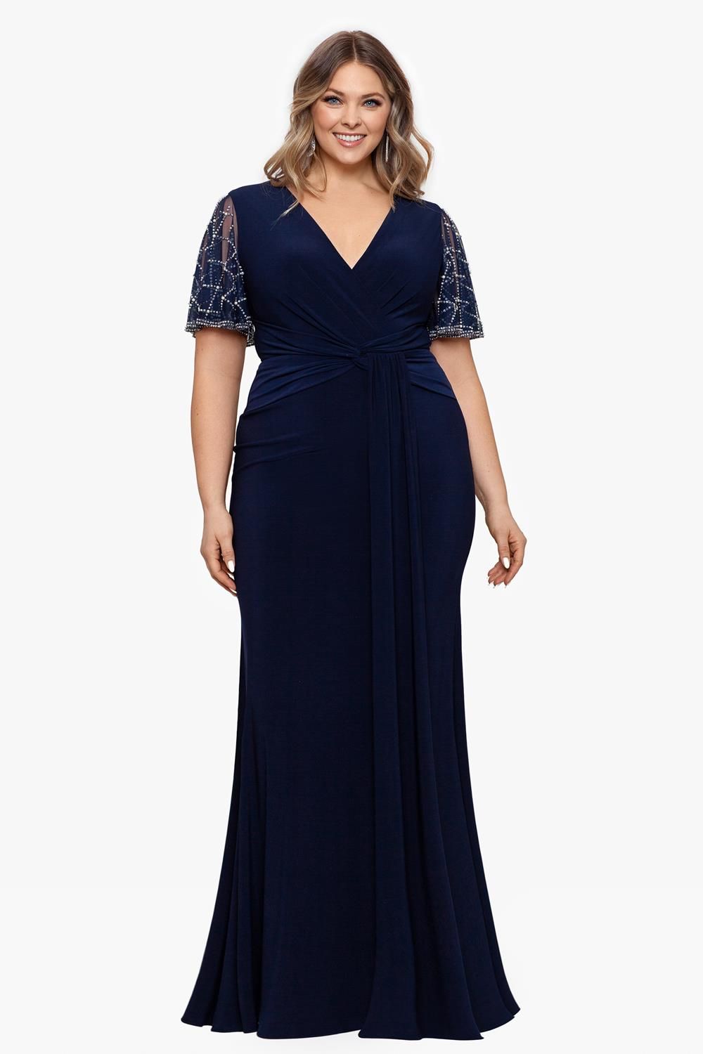 Beaded Sleeve Long V-Neck Dress sold by Lord & Taylor product image thumbnail 5