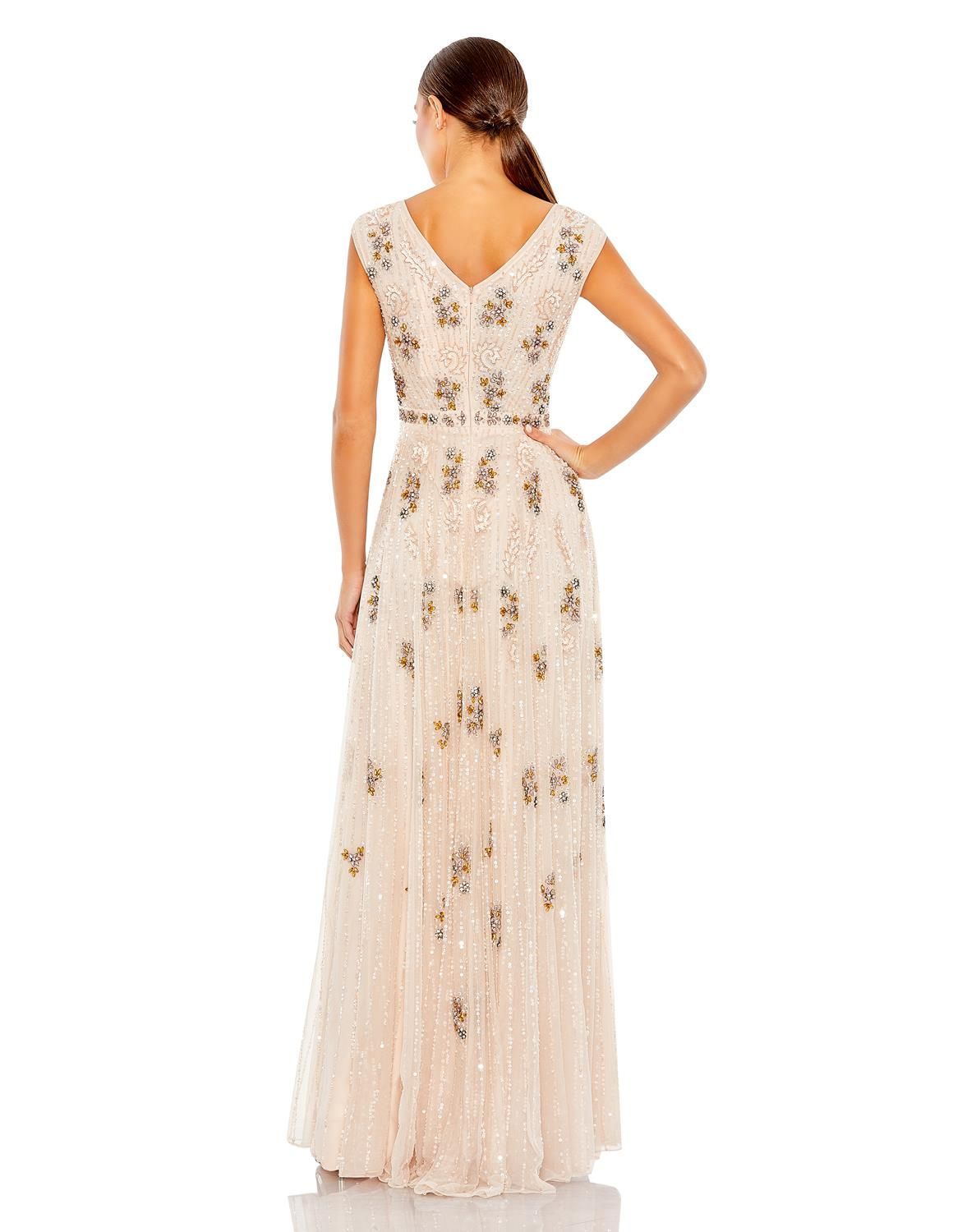Embellished Wrap Over Cap Sleeve A-Line Gown sold by Lord & Taylor product image thumbnail 2