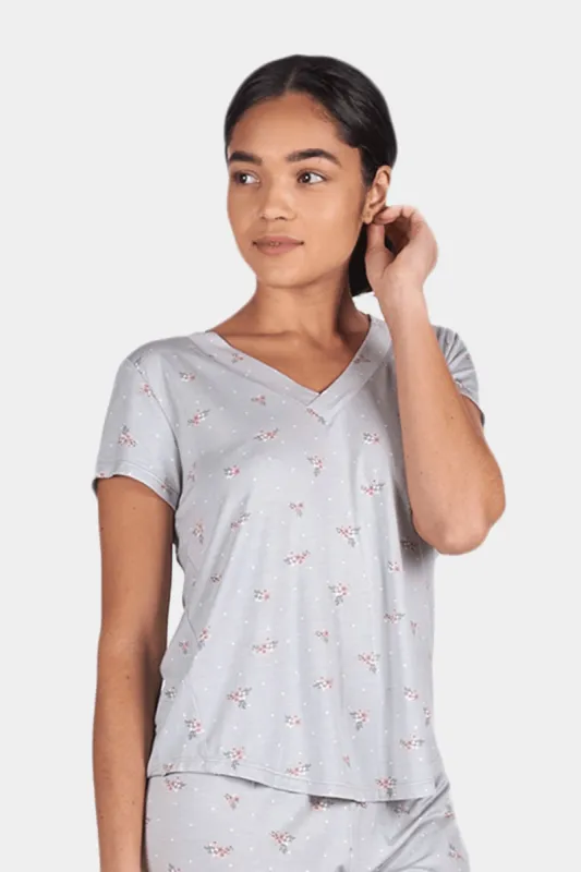 Ditsy Floral Bamboo Blend Short Sleeve Top sold by Lord & Taylor