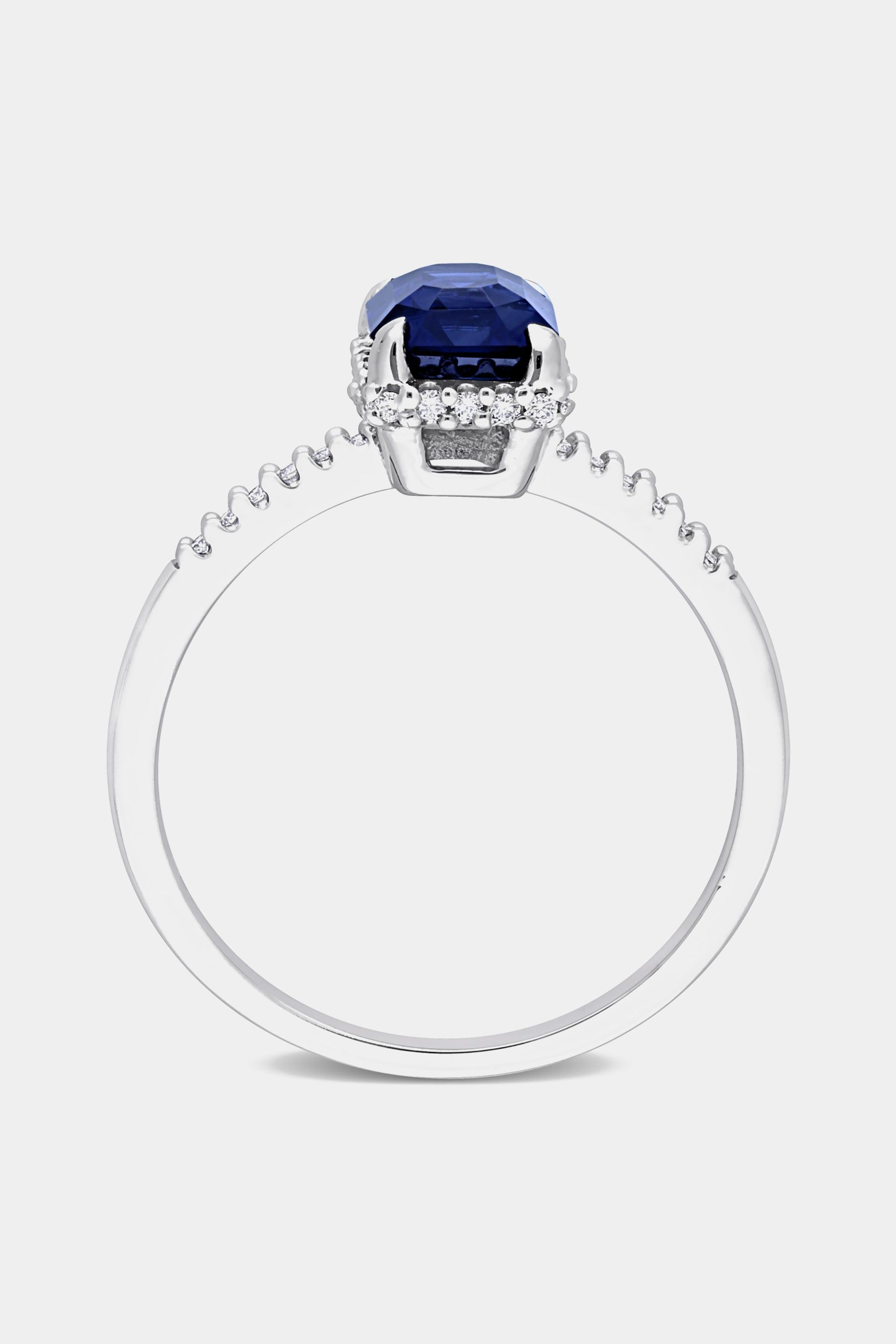Octagon Sapphire and Diamond Halo Engagement Ring in 14k White Gold sold by Lord & Taylor product image thumbnail 5