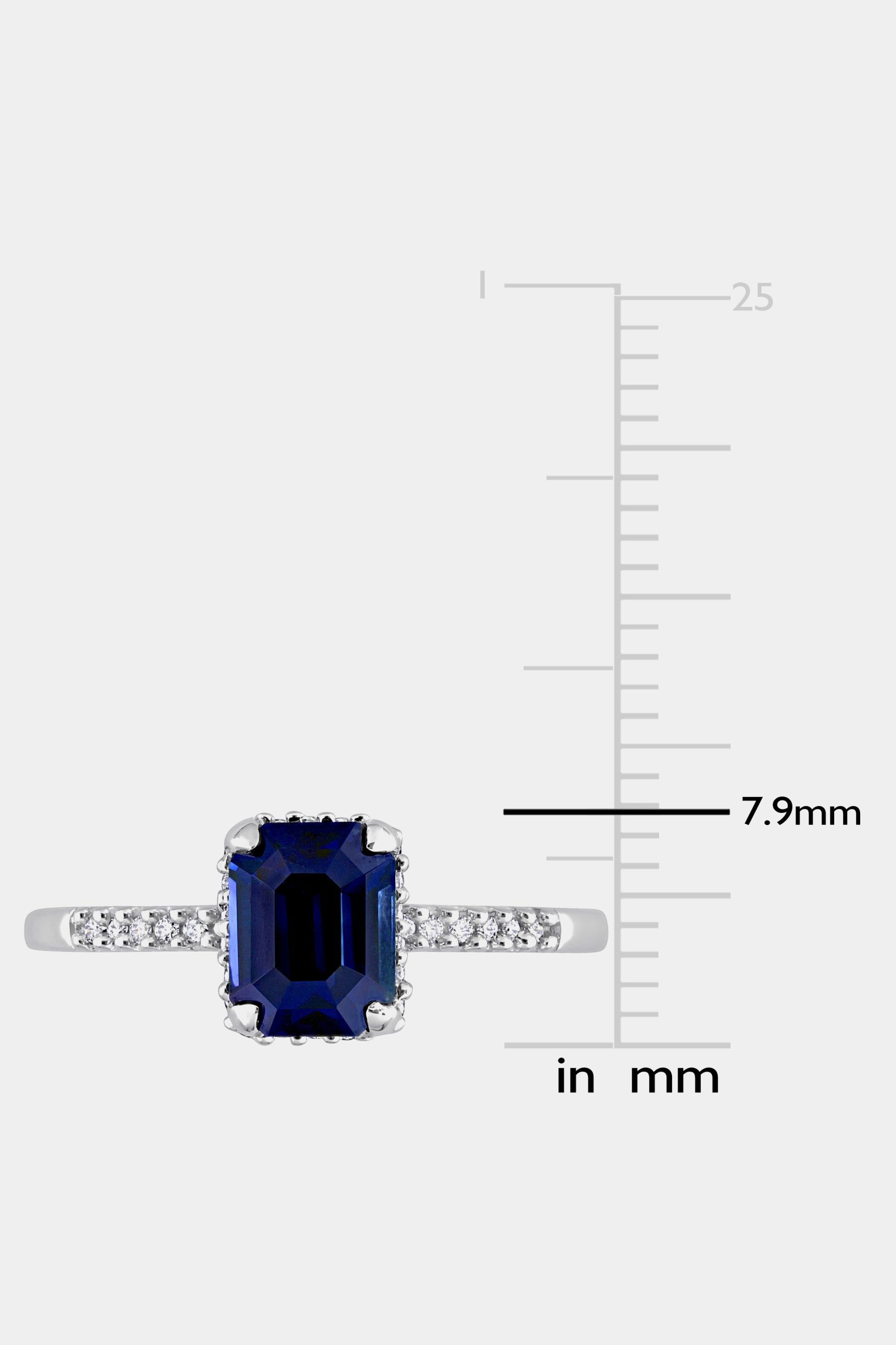 Octagon Sapphire and Diamond Halo Engagement Ring in 14k White Gold sold by Lord & Taylor product image thumbnail 6