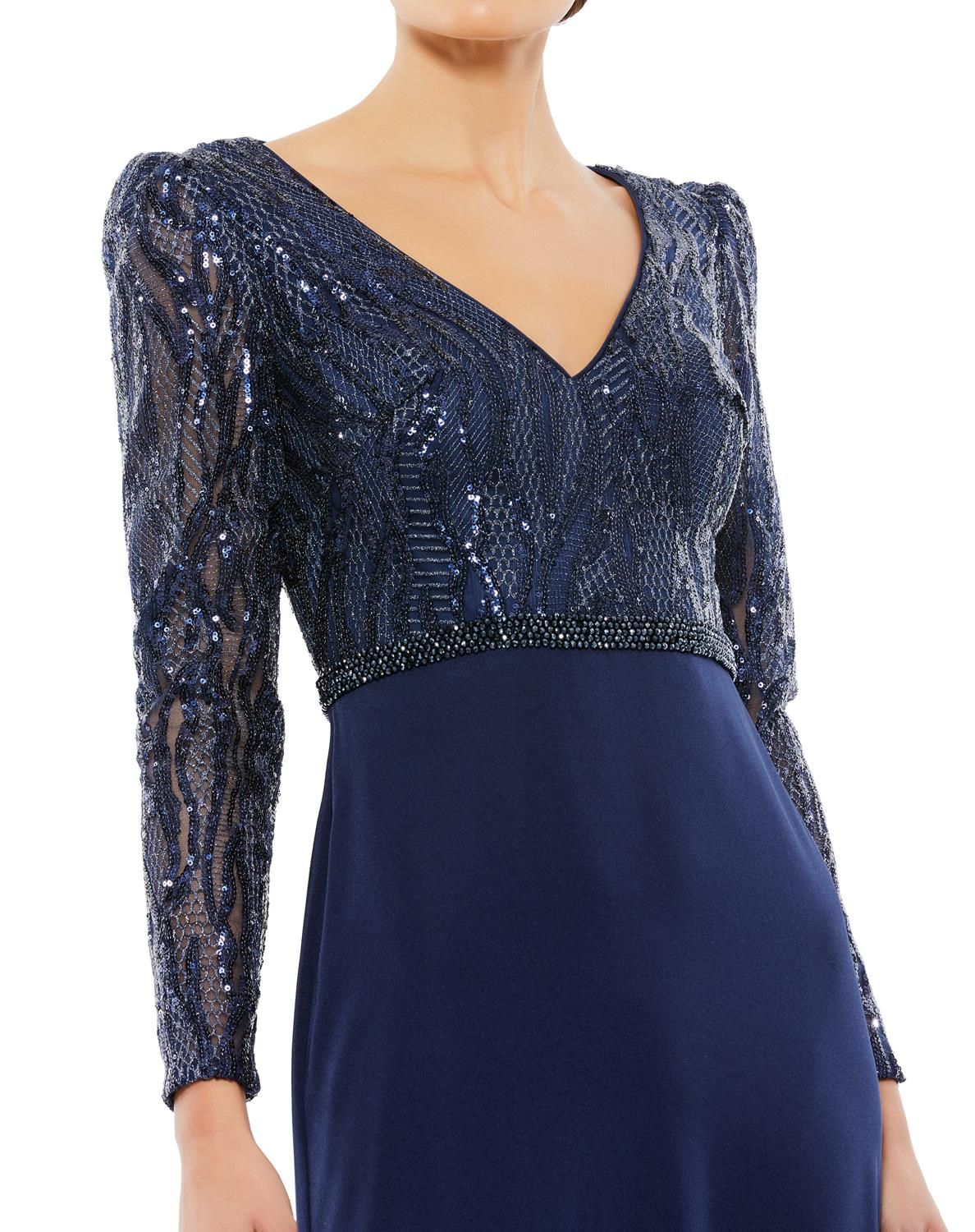 Embellished Long Sleeve Bodice Column Dress sold by Lord & Taylor product image thumbnail 2